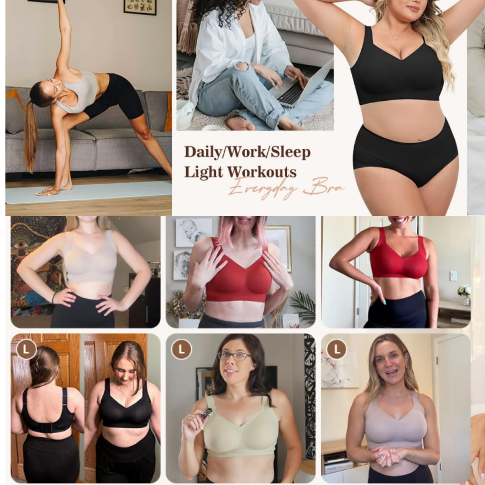 Set de 3 sujetadores para mujer «Jelly»: sin aros y con efecto push-up