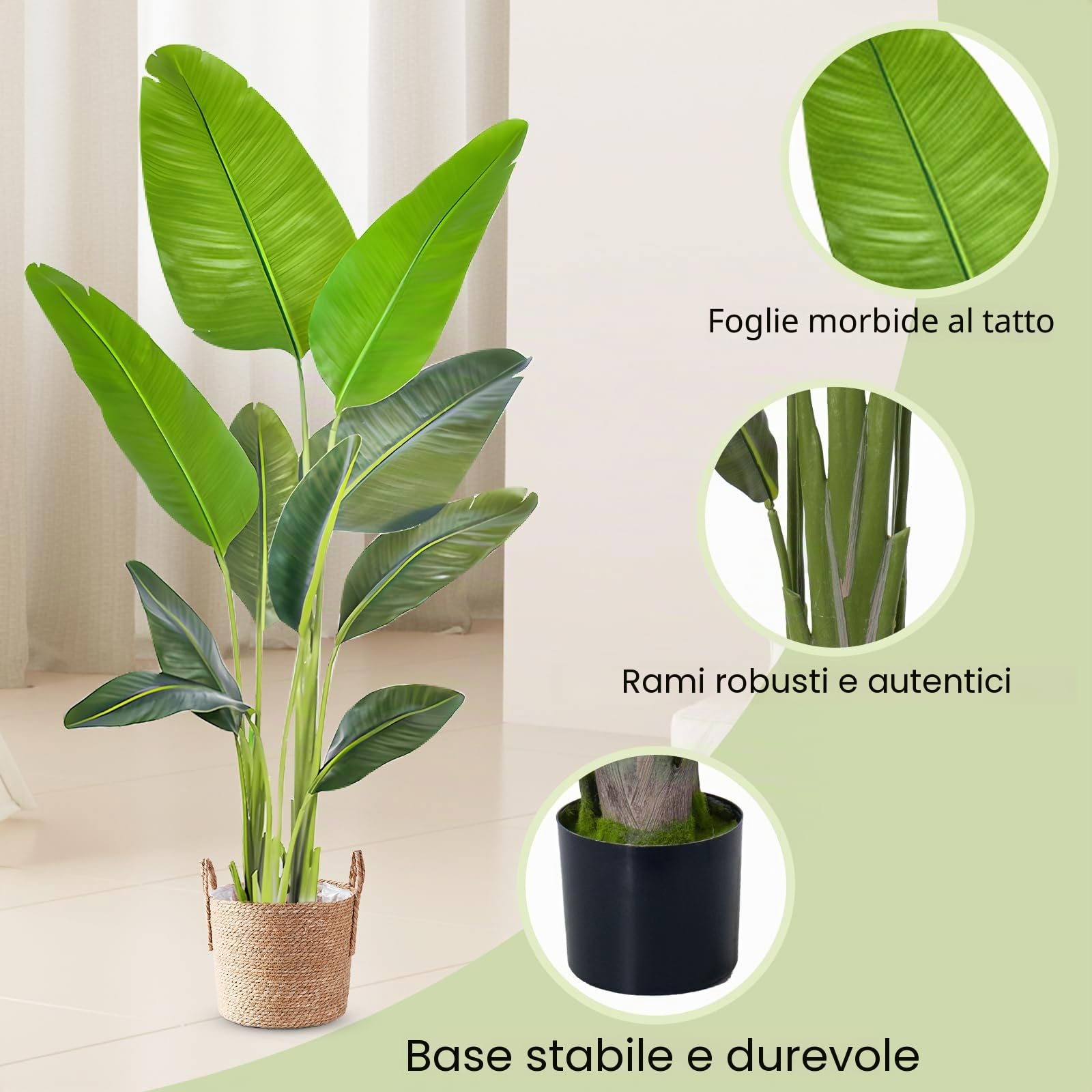 Pianta artificiale grande 160 cm uccello del paradiso artificiale piante in vaso Fake Plants Artificial Plants Artificial Palma artificiale Pianta d'appartamento come vera per interni ed esterni