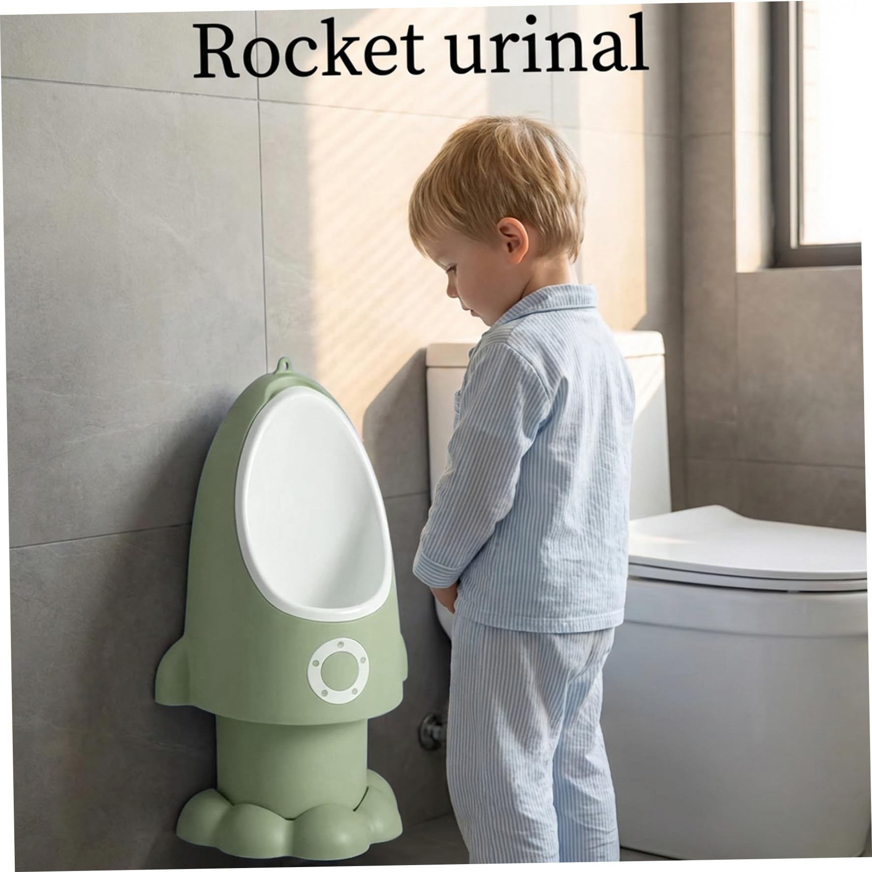 Kleinkind-Urinal, verstellbares, spritzwassergeschütztes Baby-Töpfchen mit lustiger Cartoon-Form zum Aufhängen/Stehen, leicht zu reinigendes Trainings-Töpfchen für Jungen von 1–6 Jahren, Grün, Baby