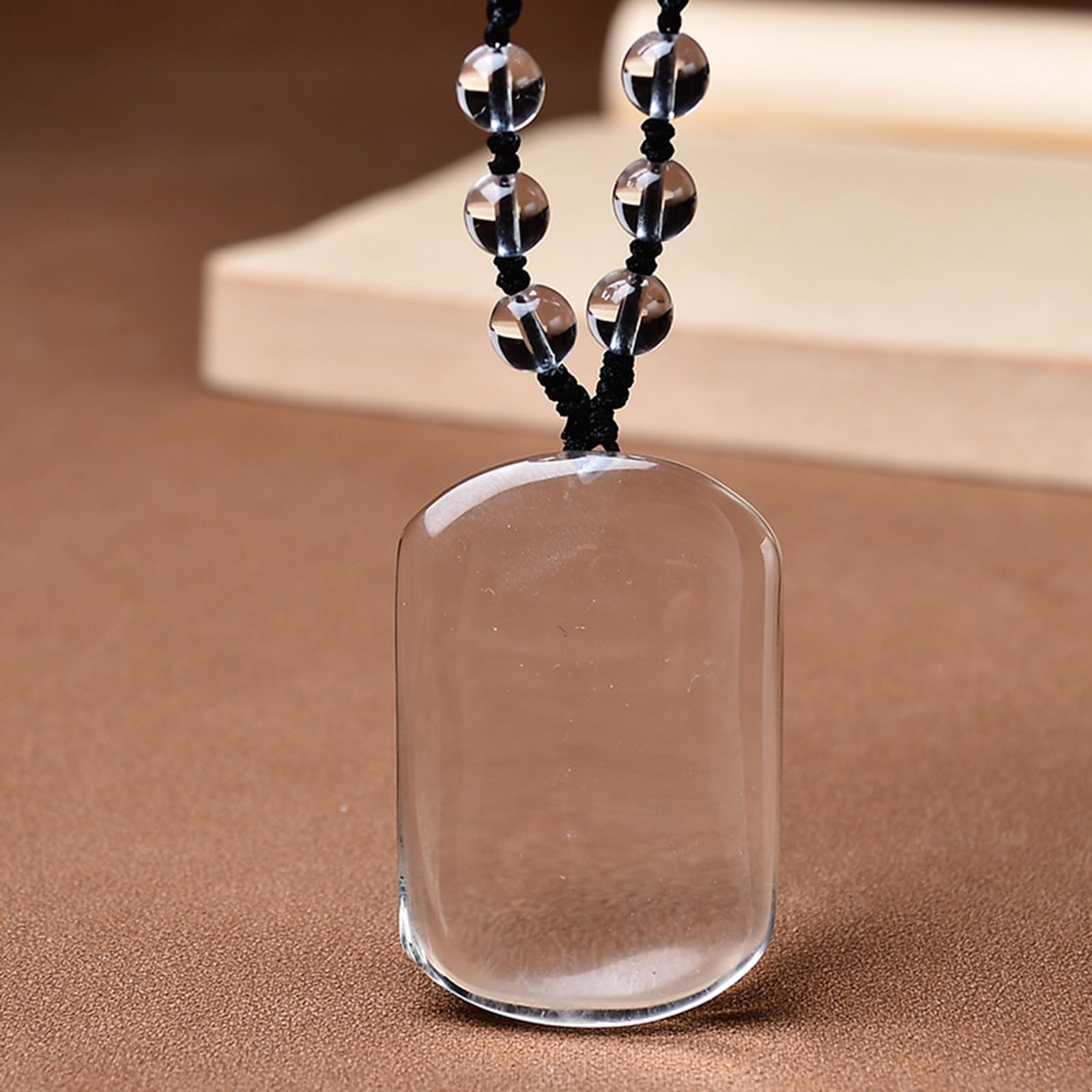 Collar con Colgante Rectangular de Cuarzo Transparente Natural – Collar de Piedra de Cristal para Mujeres y Hombres, joyería de Cuarzo Reiki para protección,40.5 * 26.4 * 8.7mm