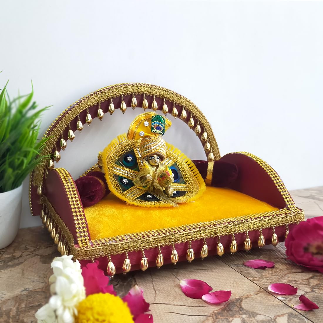 Laddu Gopal Throne - Wooden Handmade Singhasan -5