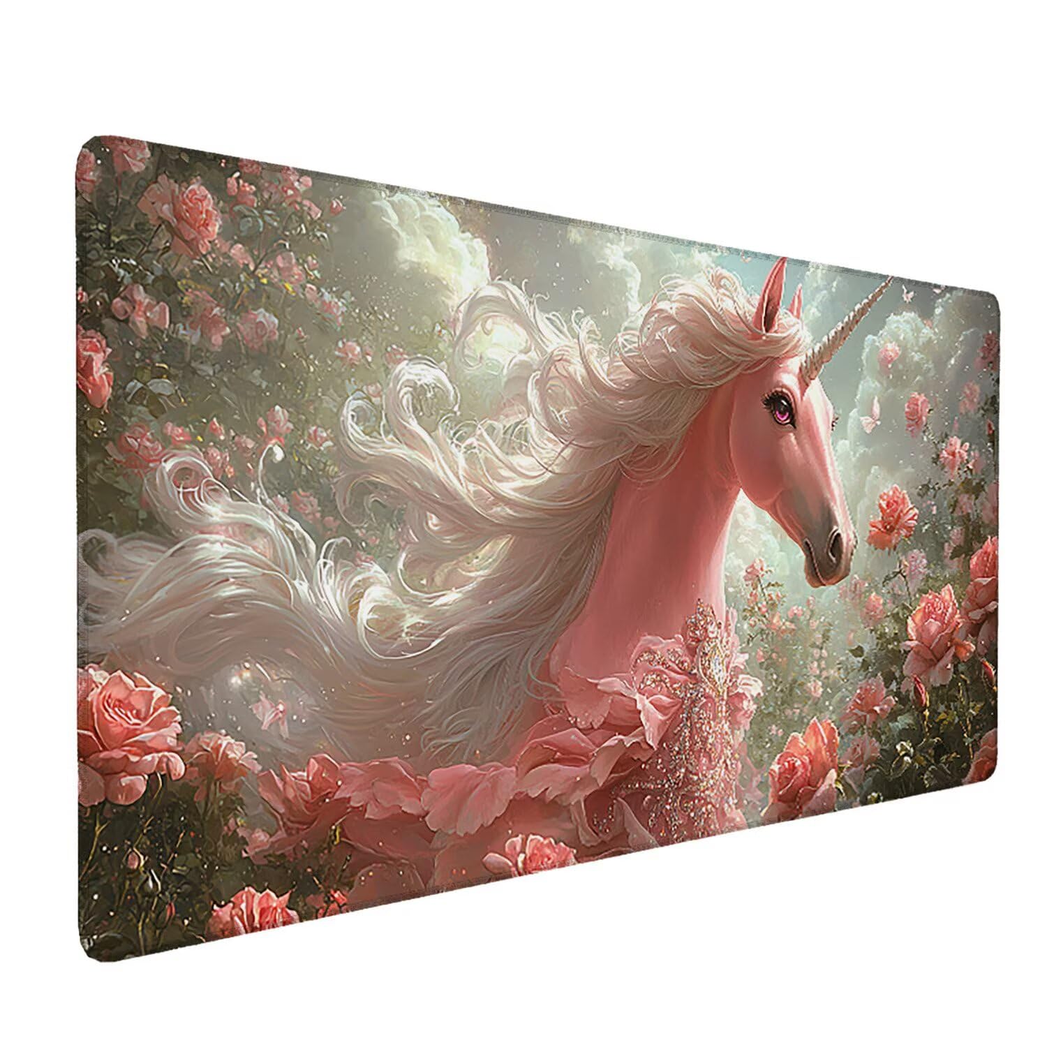 Podkładka pod mysz XXL 1200 x 600 mm duża podkładka pod mysz do gier, wodoodporne i antypoślizgowe gumowe podkładki pod mysz, podkładka pod mysz z wszytymi krawędziami do komputera, PC (jednorożec) X
