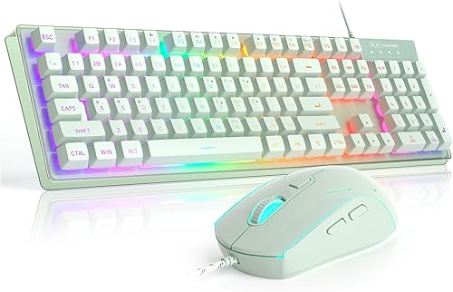 Gaming Keyboard and Mouse Combo, K1 RGB LED Backlit Keyboard with 104 Key Computer PC Gaming Keyboard for PC/Laptop (Green) Gaming Keyboard and Mouse Combo, K1 RGB LED Backlit Keyboard with 104 Key Computer PC Gaming Keyboard for PC/Laptop (Green)
