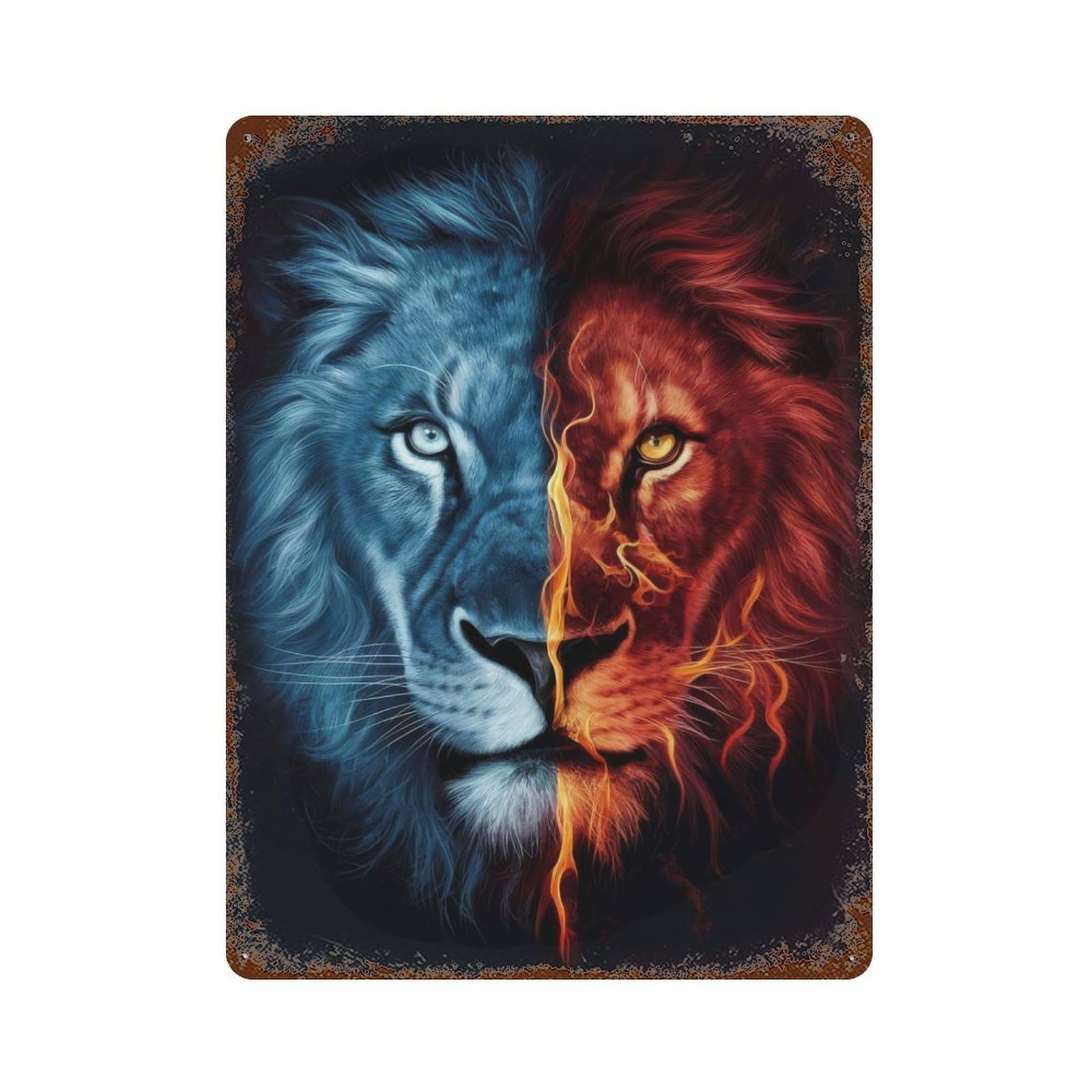 Lion Ice 15.7"x11.8" Rusty Metal Tin Sign, Farmhouse Wall Decor for Office, Studio And Wall Decor