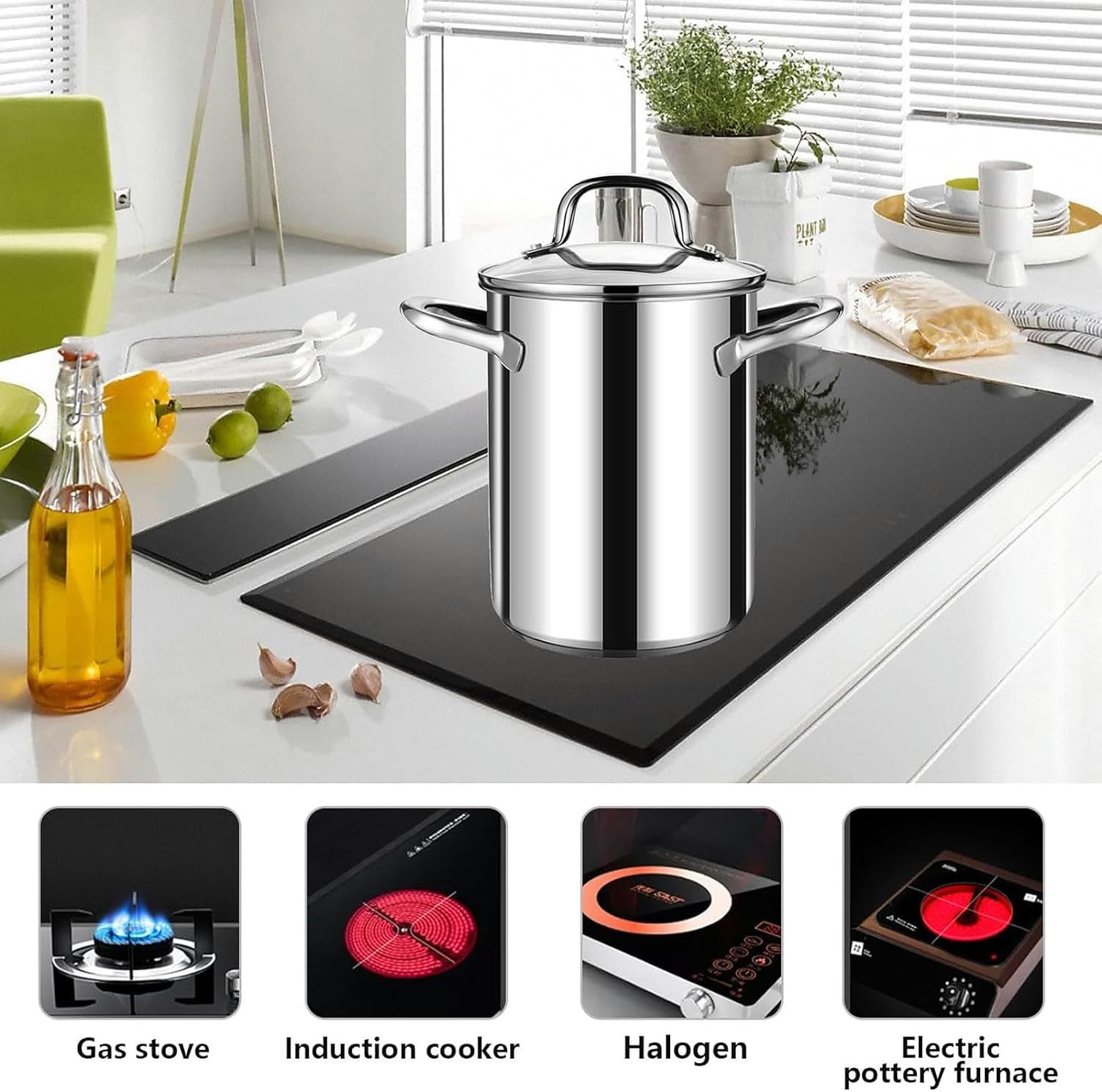 304 Stainless Steel Fryer with Frying Basket, Oil Pan Household Deep Soup Pot Induction Cooker Mini Cooking Utensils Cookware