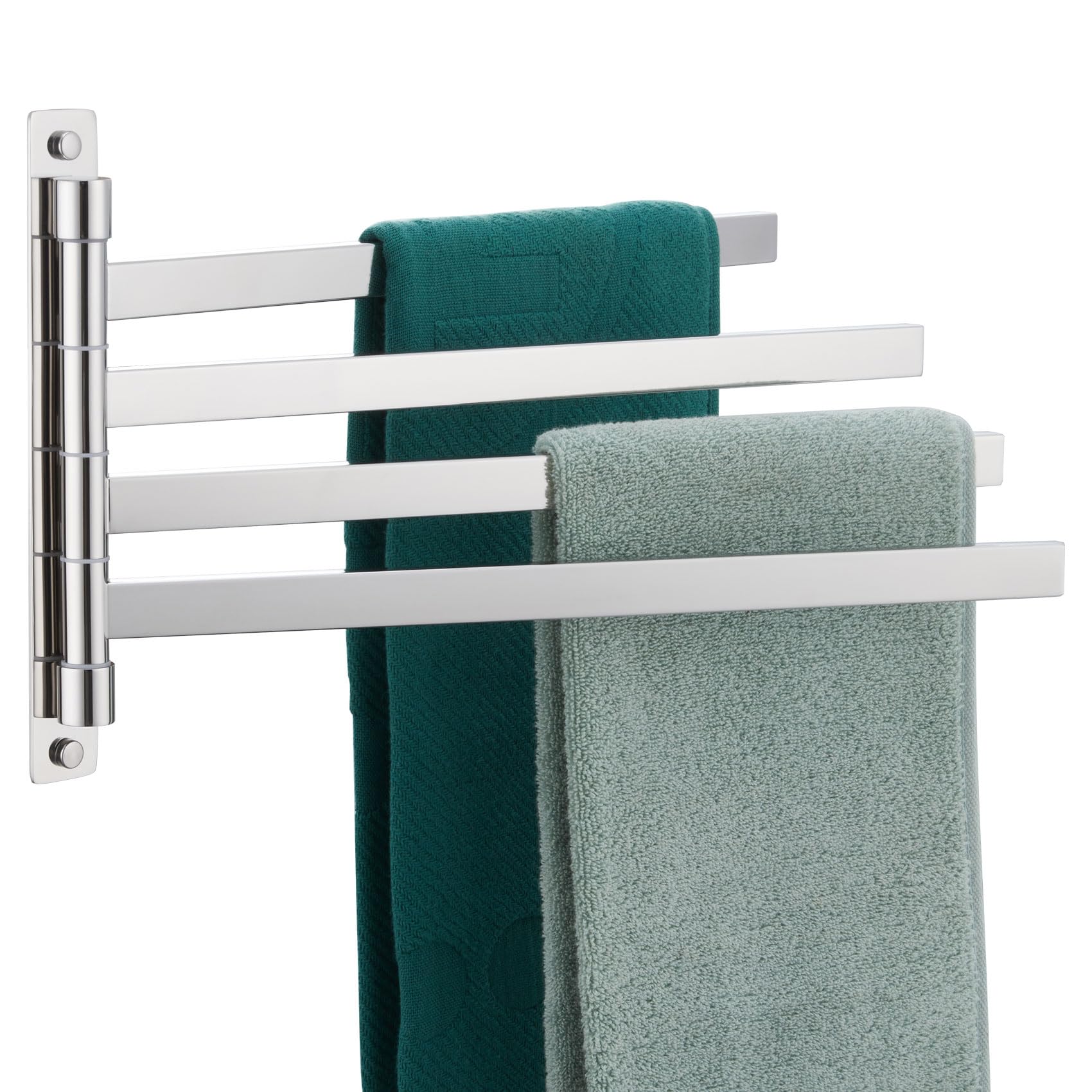 Porte-serviettes pivotant en acier inoxydable chromé avec 4 bras de fixation murale