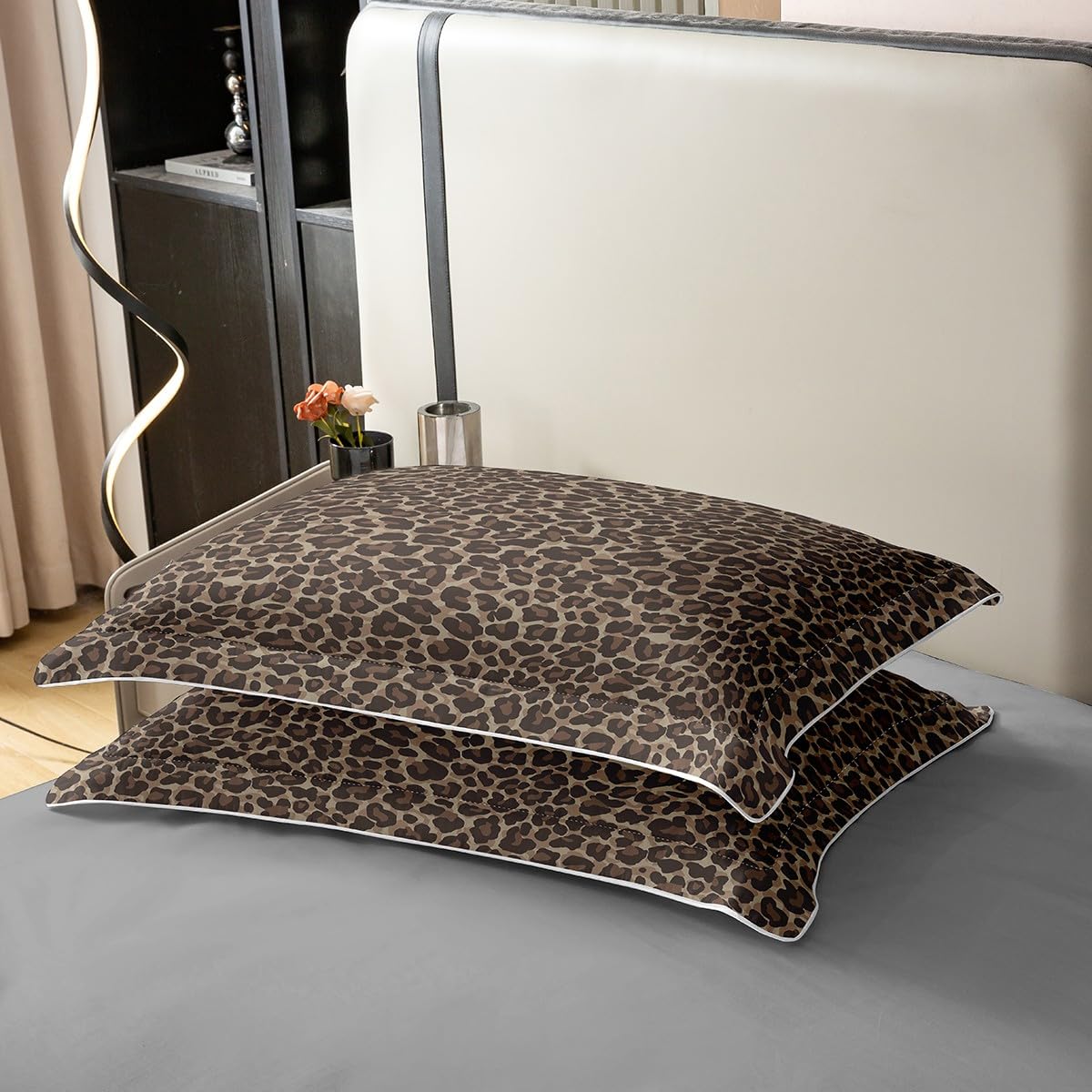 Geparden Druck 100% Baumwolle Bettbezug 220x240 für Kinder Teens Erwachsene,Brauner Leopard Tröster Abdeckung,Tier Haut Textur Bett Set,Rustikale Bettwäsche Set mit 2 Kissenbezüge Schlafzimmer Dekor