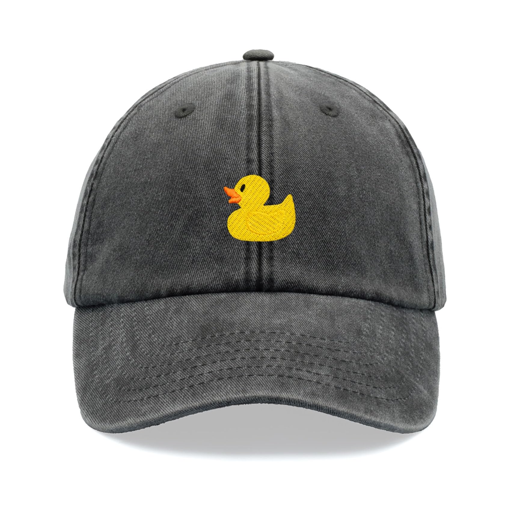 Yellow Rubber Duck Baseball Cap Vintage Washed Unisex Dad Hat Adjustable Black