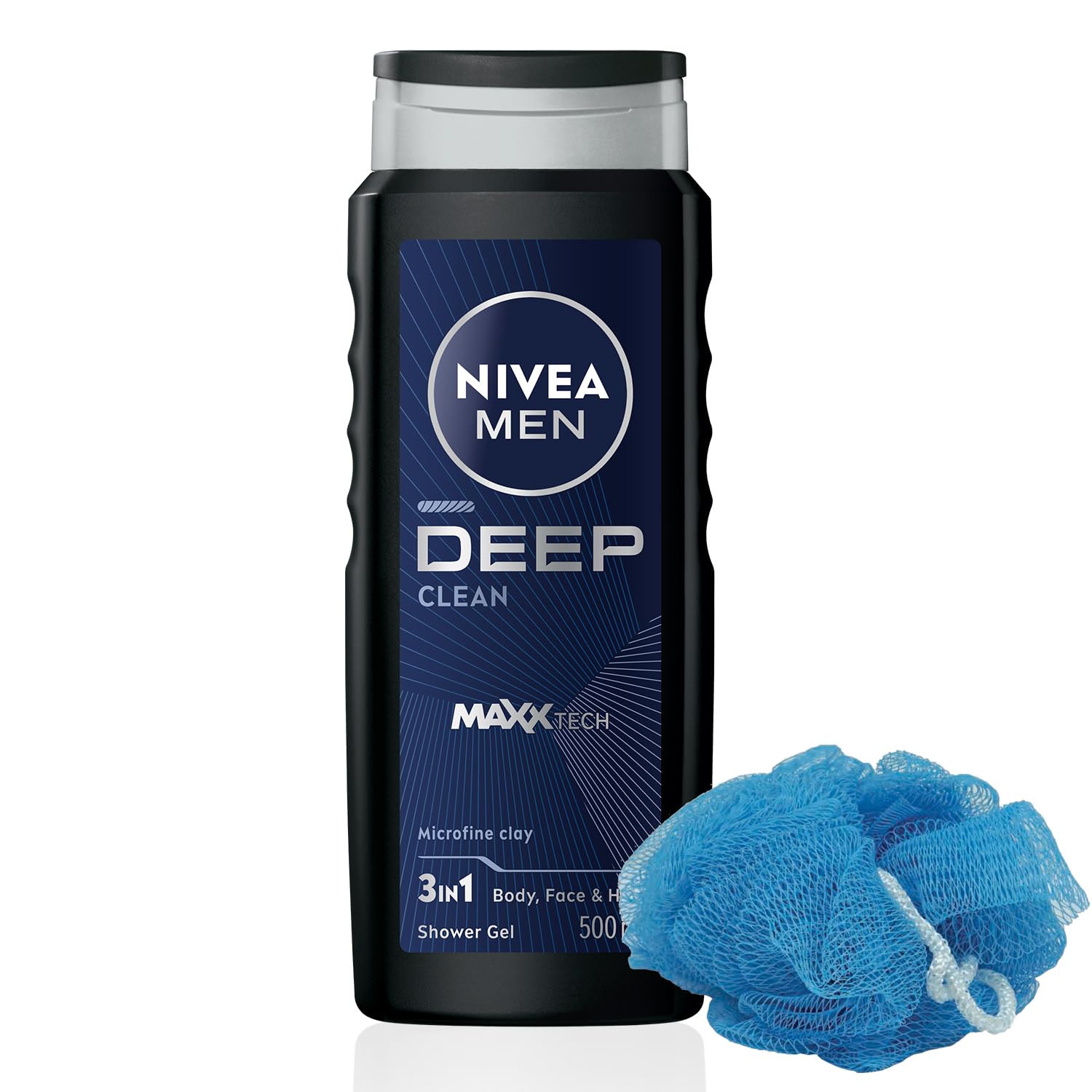 MEN Erkek Deep Dimension Duş Jeli 500ml, 3'ü1 Arada Vücut Bakım, Vücut Saç Ve Yüz, Banyo Lifi Hediye
