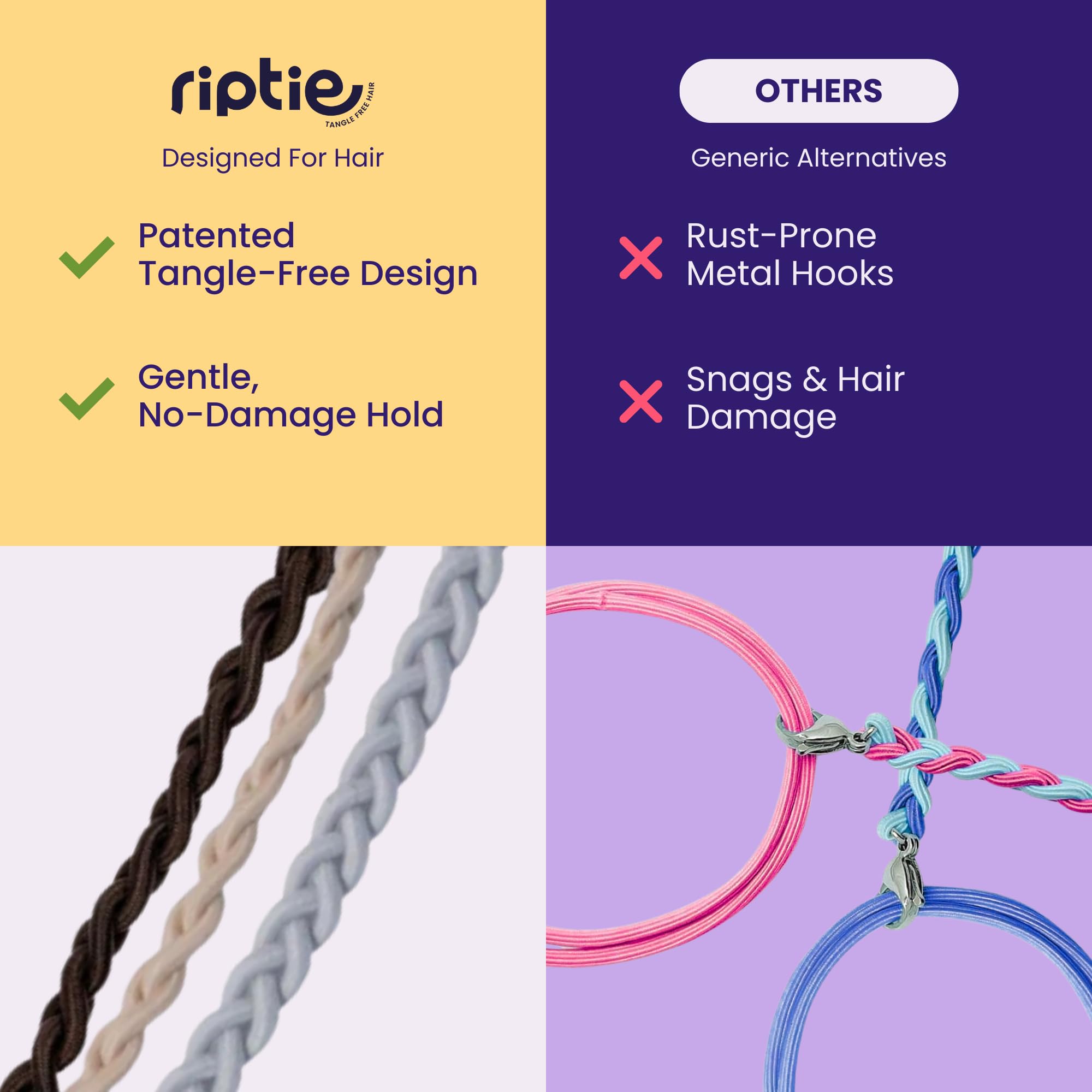 Hair Ties Soft Neutrals 3 Pack Tangle Free Hair Elastics for Active Use Hair Ties for Sports & Workouts | Rip Tie 3-Pack – Rip Tie Hair main image 3