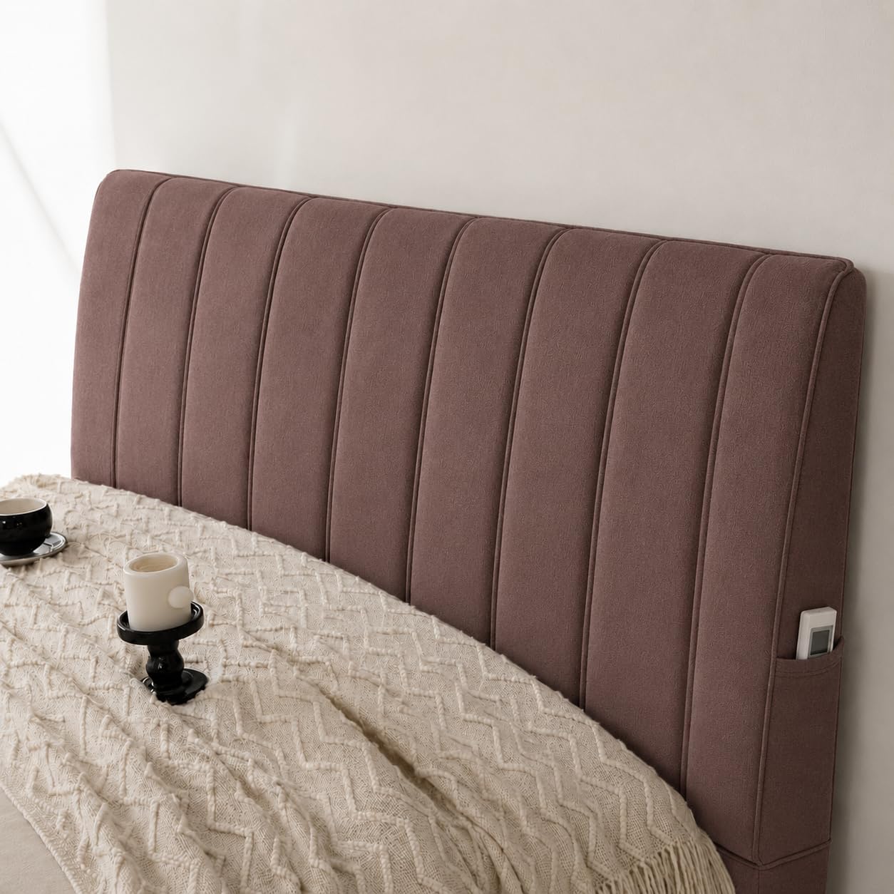 HOMETHREADS Premium Foam Headboard Cover – Soft, Wrinkle-Free Protector for 6ft Beds (Coffee, 68x180Cm)-image-3
