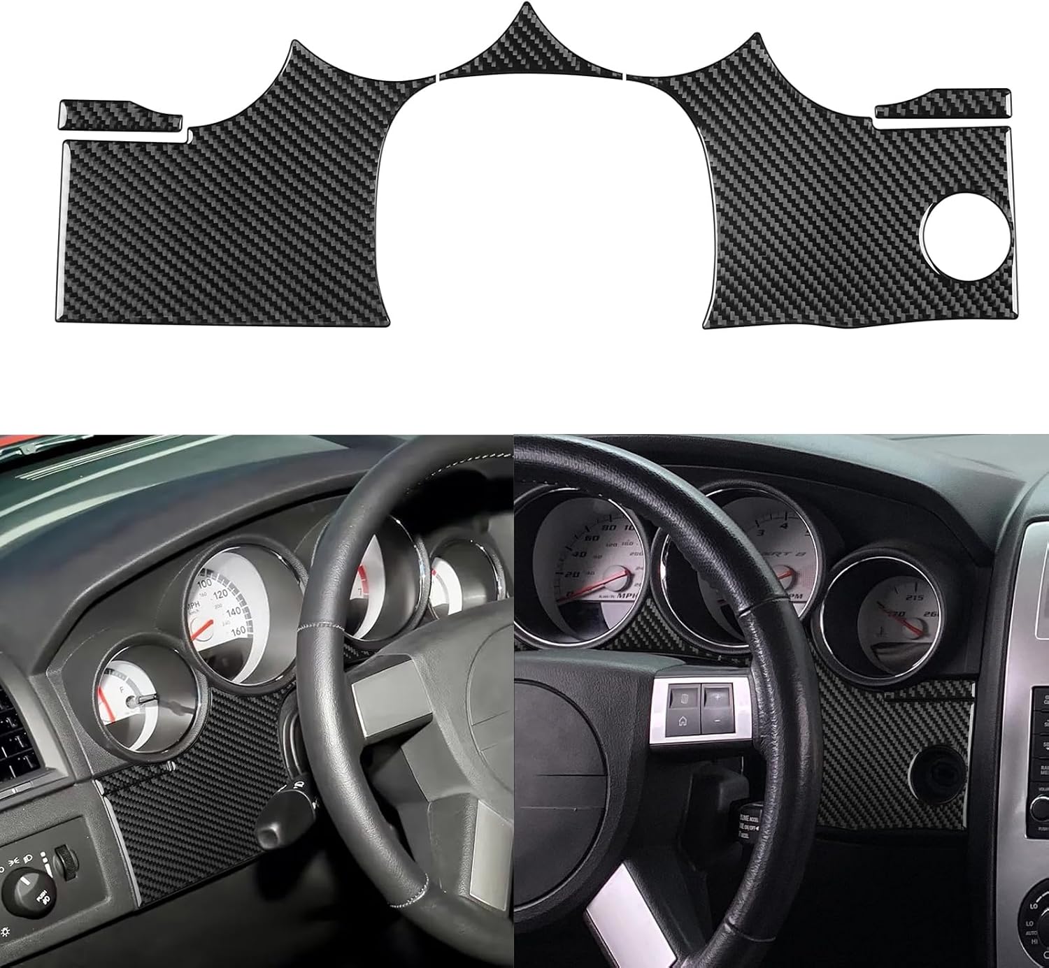Real Soft Carbon Fiber Interior Trim Car Instrument Dash Lower Decorative Decals Compatible with Dodge Charger 2008 2009 2010 Accessories Stickers