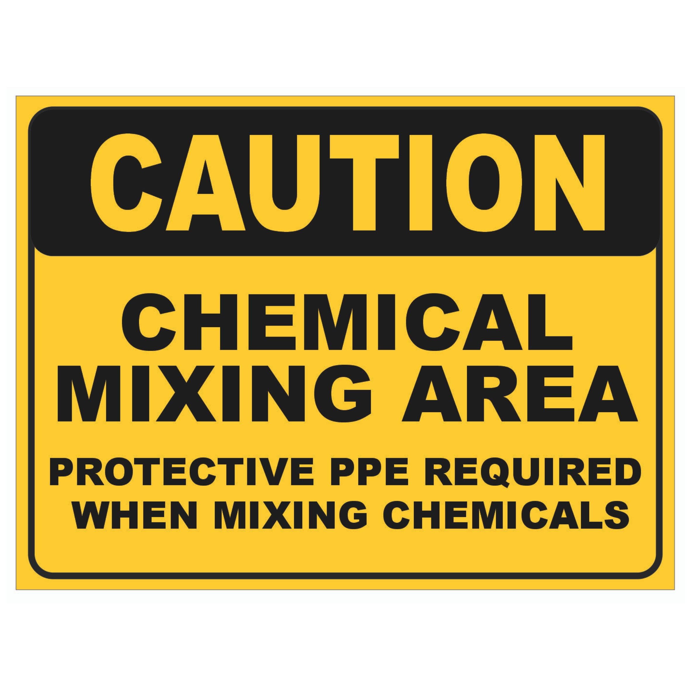 Chemical Mixing Area Protective Ppe Required Warning Signs Metal Tin Sign 8 x 12 inch for Industrial & Commercial