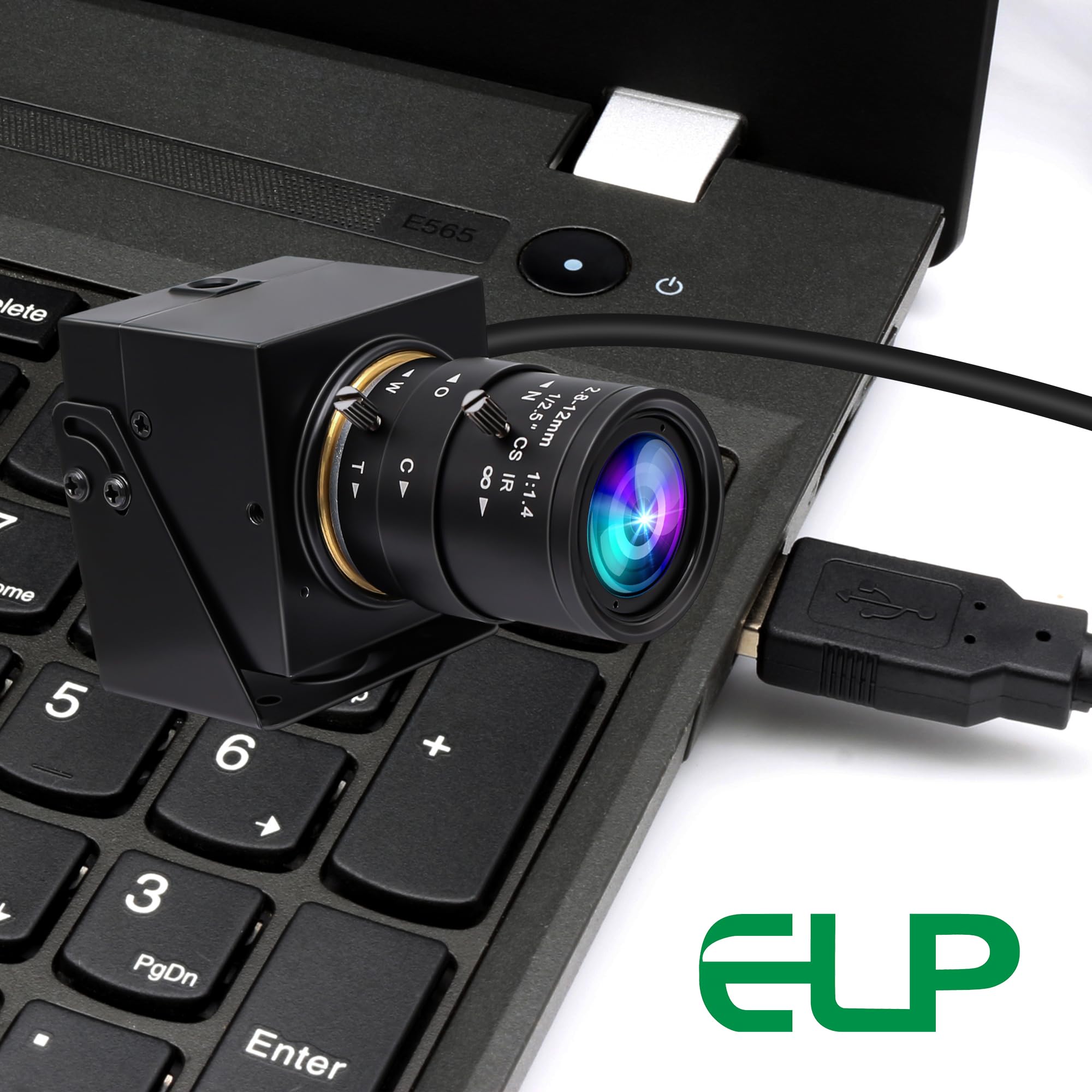 ELP Global Shutter Webcam USB 5MP 50fps ad alta velocità 1440P 60fps Telecamera varifocale Teleobiettivo (zoom 4X)