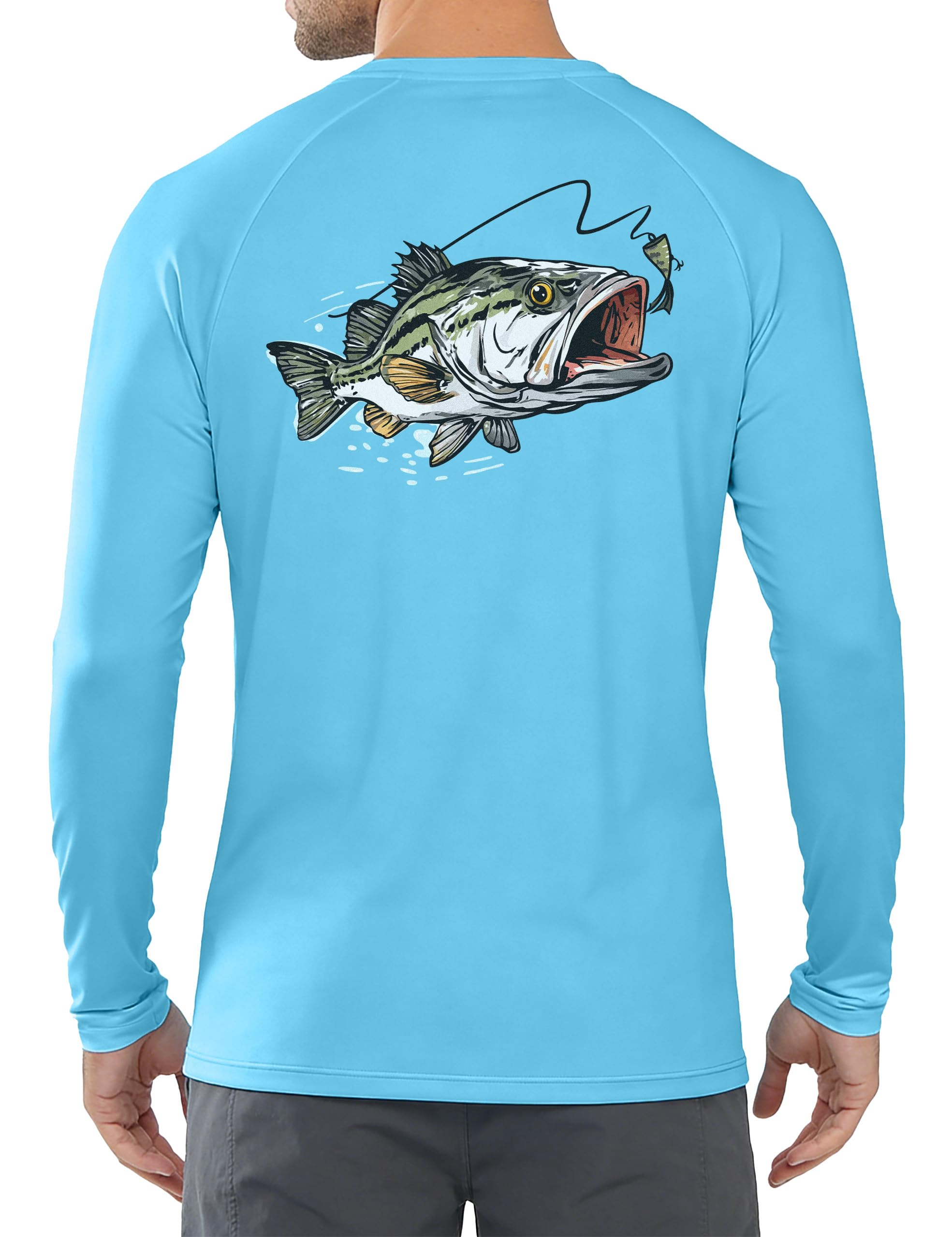 Men's UPF 50+ Sun Fishing Shirt, Long Sleeve UV Protection Tee, Quick Dry Rash Guard for Outdoor Swim Hiking — view 3