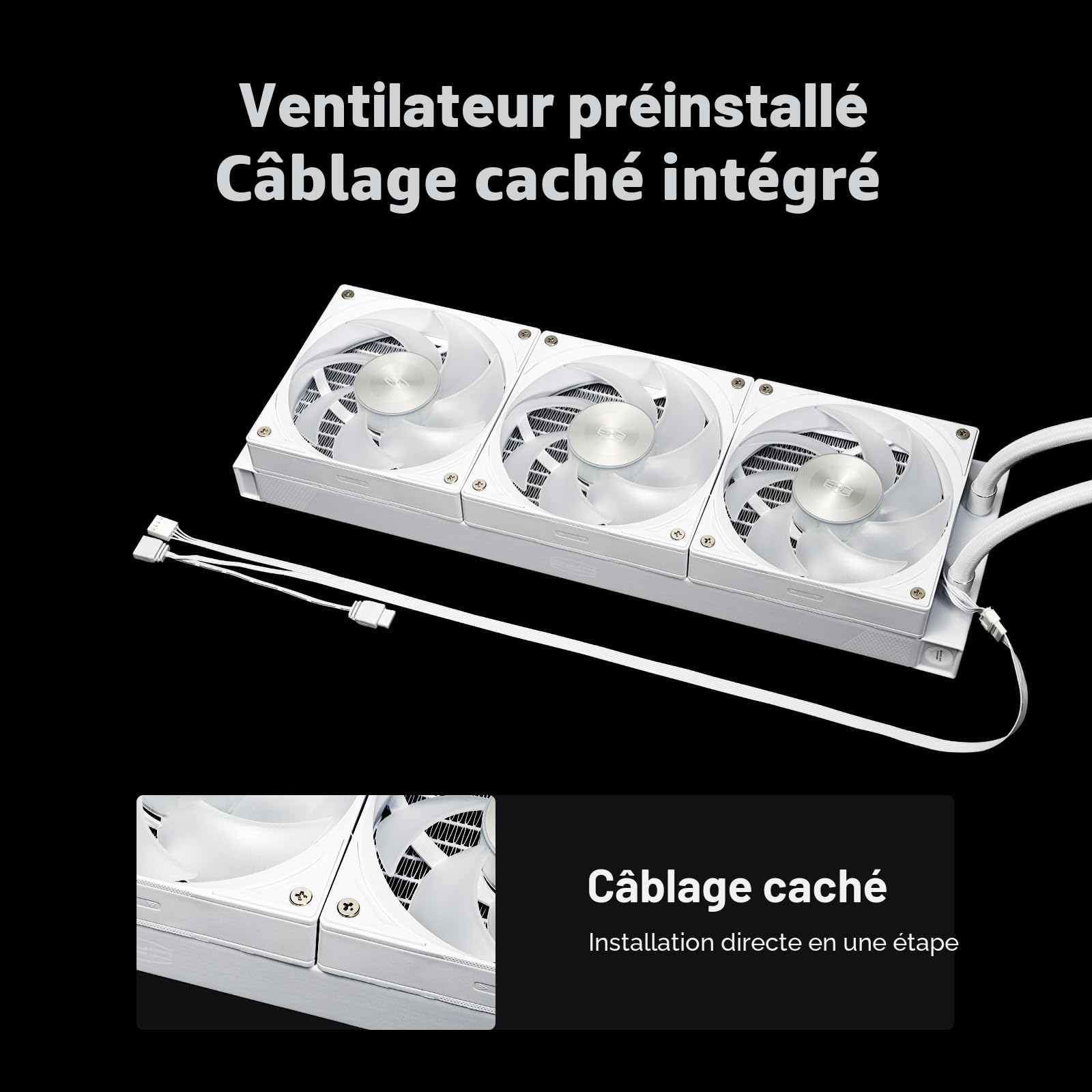 PCCOOLER efroidisseur liquide pour processeur, 360 mm AIO, pompe haute performance, écran IPS 2,4", refroidissement à eau CPS ARGB avec ventilateurs silencieux F5 R120 mm (DC360 Pro ARGB Display BK)