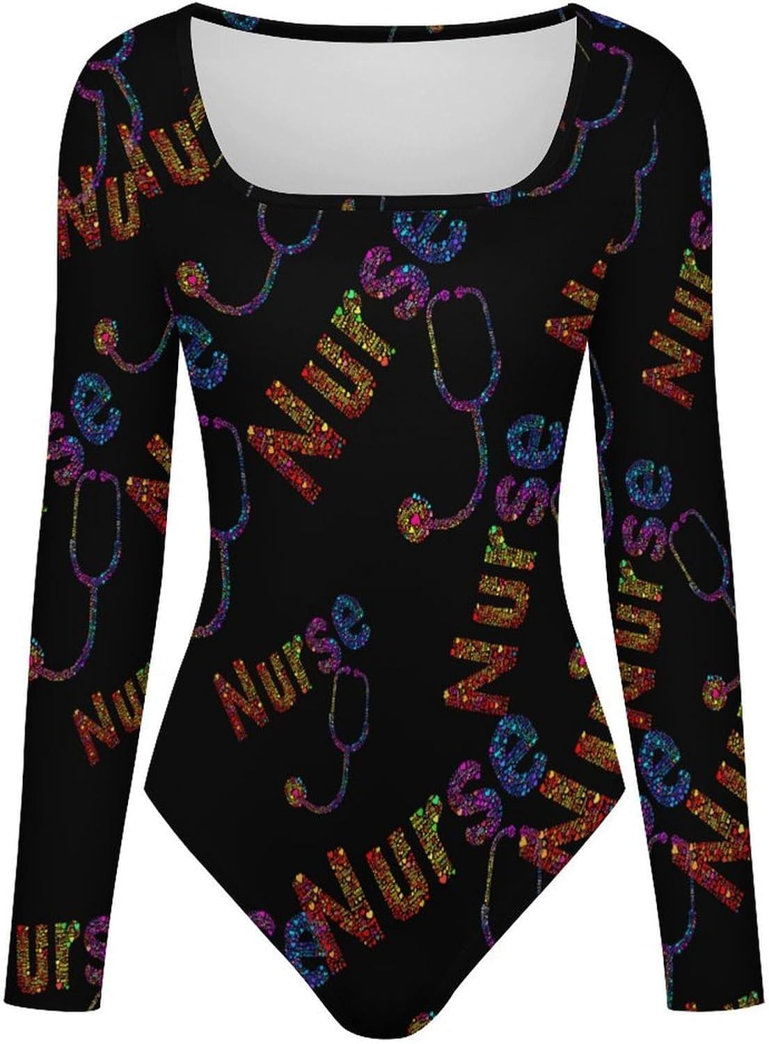 Nurse Print Women's Bodysuits Long Sleeve Top 5XL