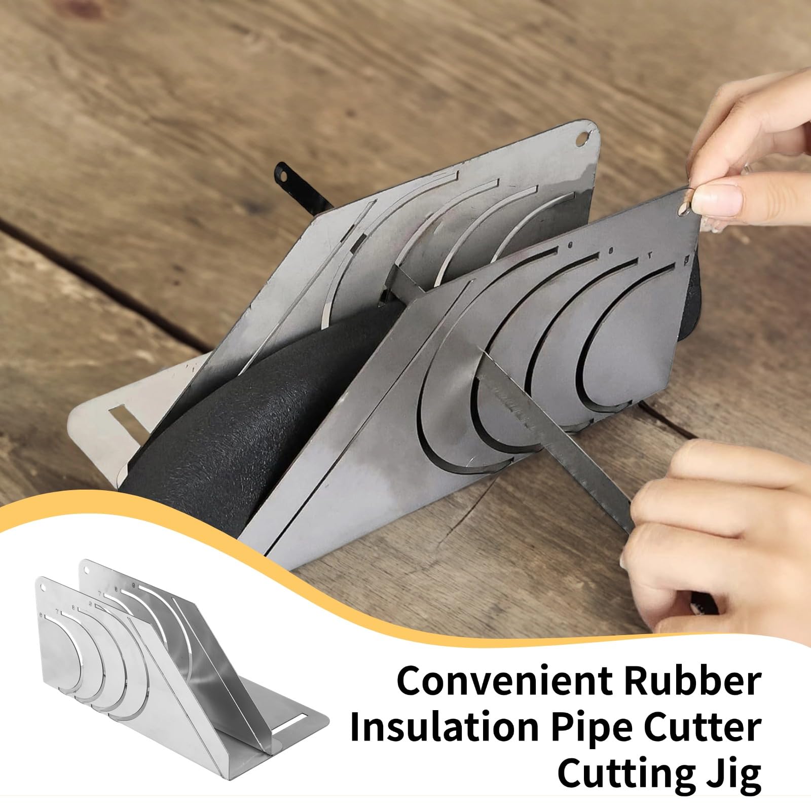 Coupe tube pour isolation en caoutchouc, gabarit de coupe en acier inoxydable de précision 45 degrés, design multi courbes innovant, guide pour isolation de tuyaux, idéal pour un travail précis