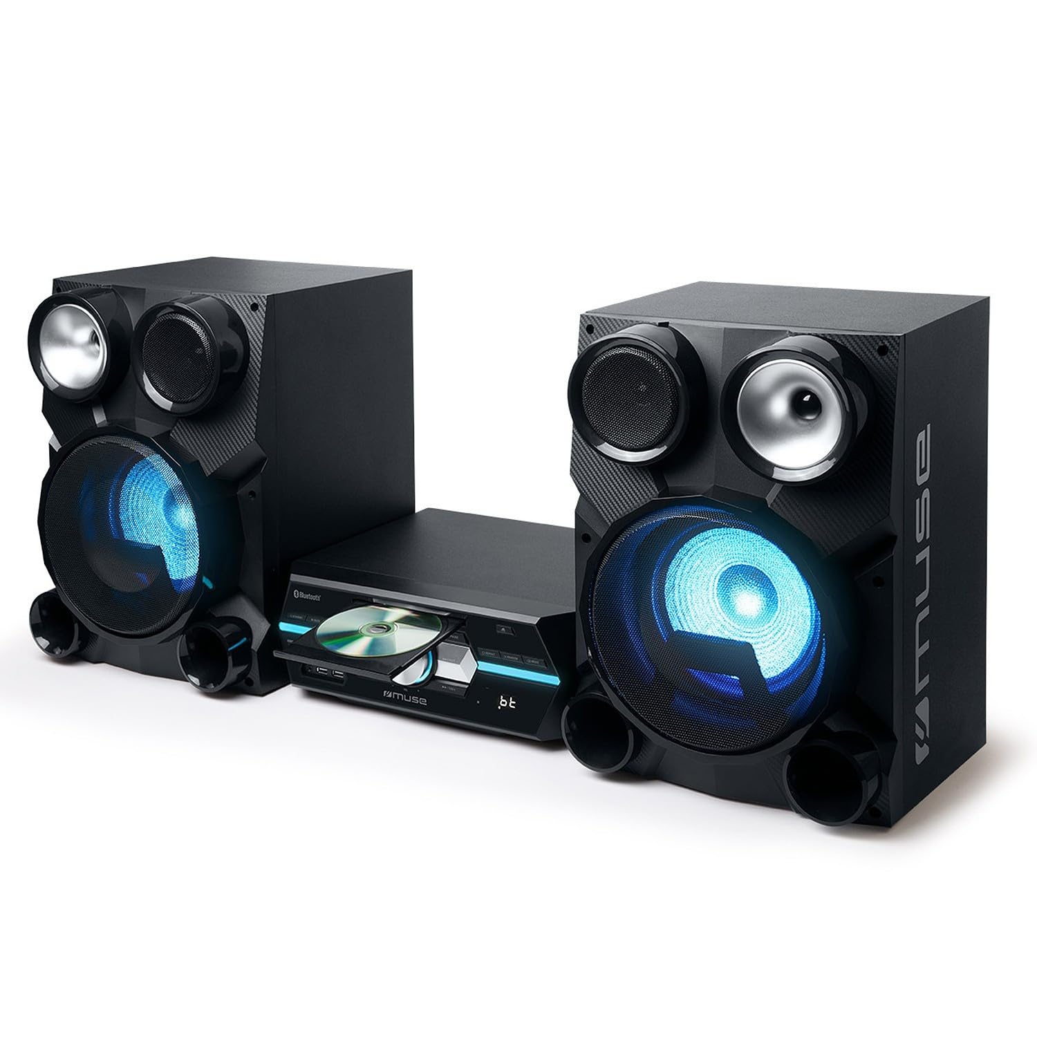 MUSE M80-DJ Microsystème CD/MP3 avec Bluetooth, FM stéréo avec 60 Stations préréglées, Port USB, Affichage LED.
