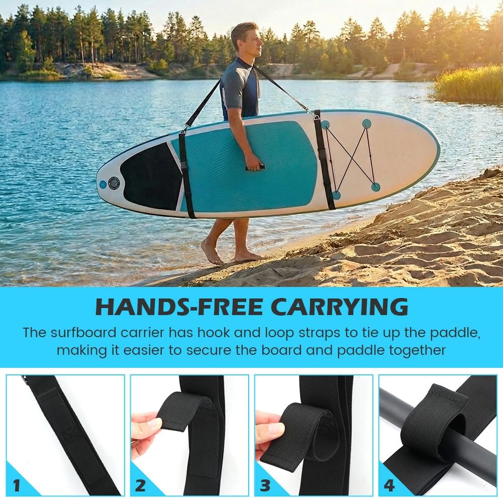SUP Kayak Carry Strap Adjustable Paddle Board Shoulder Strap with Padded Shoulder Paddle Board Accessories for Women and Men Paddleboard Carrier