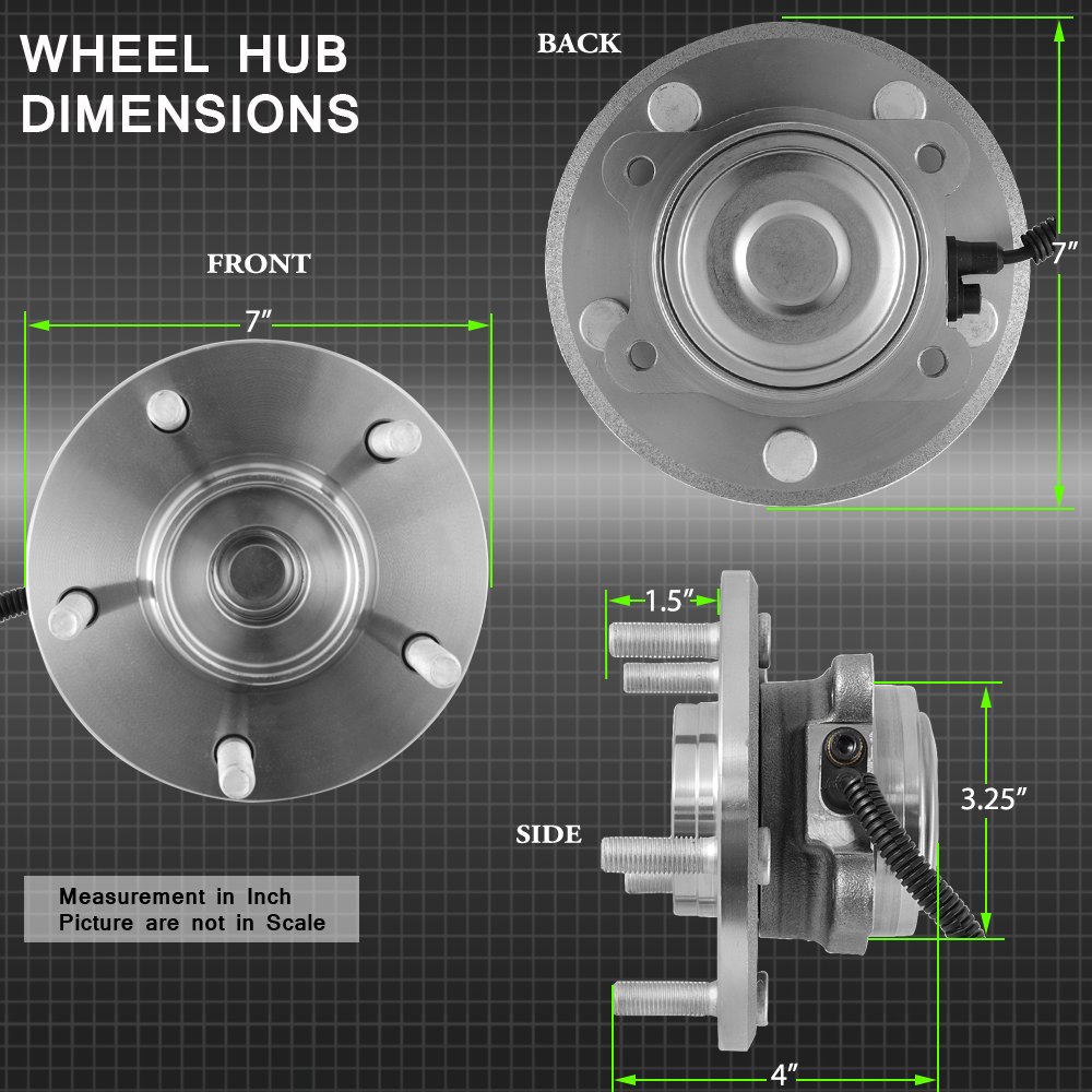 AKKON - for Dodge Grand Caravan Chrysler Town & Country VW Routan Pair of 512360 Rear Wheel Hub Bearings Replacement w/ABS