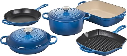 Le Creuset Signature - Juego de utensilios de cocina de hierro fundido esmaltado, 7 piezas, Marsella