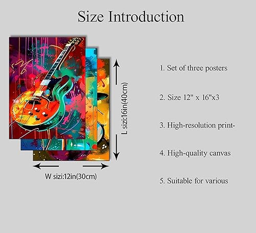 Miniatura 8 de XCDVVAW Póster musical de graffiti, arte de pared, colorido, guitarra, micrófono, pintura, imagen, decoración de pared, amantes del hip-hop,