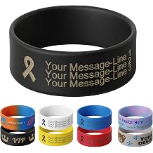 1" Wde Custom Wide Silicone Wristbands Add Your Text Logo Icon for Awareness Cancer Event Fundraiser Memorial Personalized Silicone Wristbands for Teens Adults