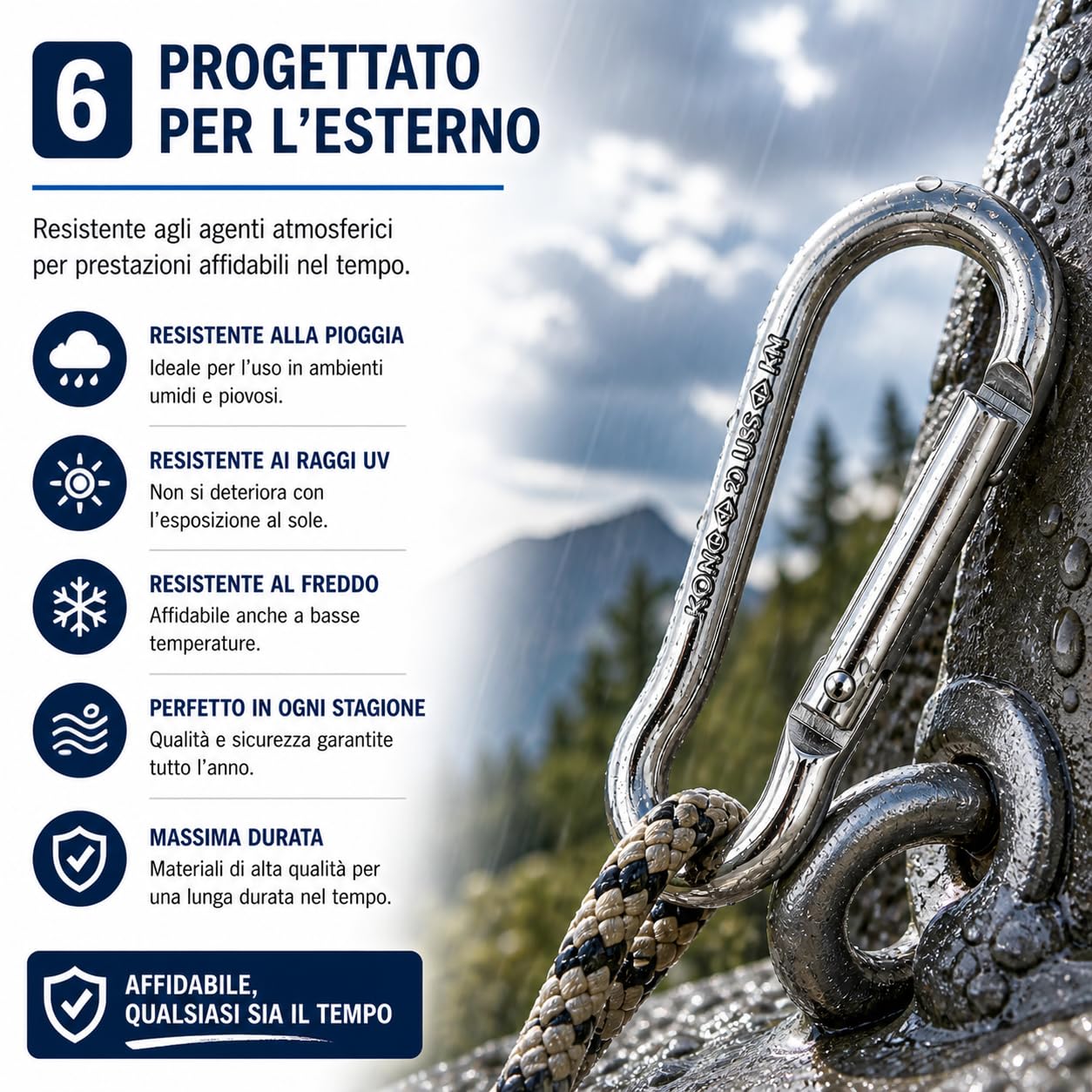 Moschettone Acciaio Inox AISI 316 Leva Dritta – Connettore Nautico Antiruggine Alta Resistenza per Barca Ormeggio Campeggio Outdoor Uso Professionale
