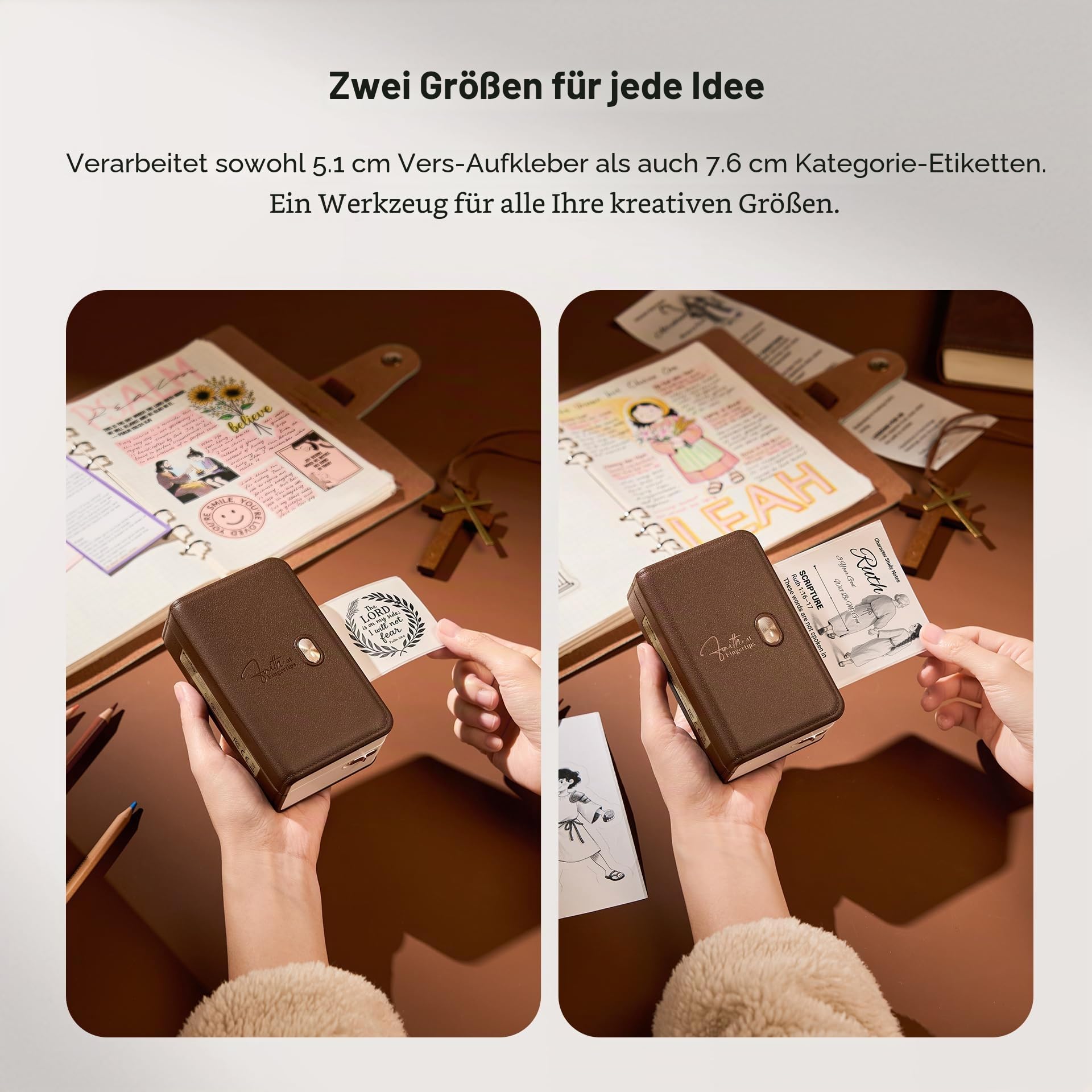 Bibel-Aufkleber Mini Tragbare Thermodrucker FP31, Zubehör für Bibelstudien, Bibelgeschenke für Frauen, Männer, Kinder, Christen, kompatibel mit 53-80 mm Thermopapier, inklusive 4 Rollen