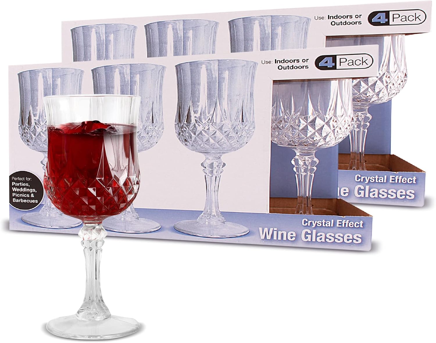 Party Bargains 8 CrystalLike Wine Glasses (8oz) Clear