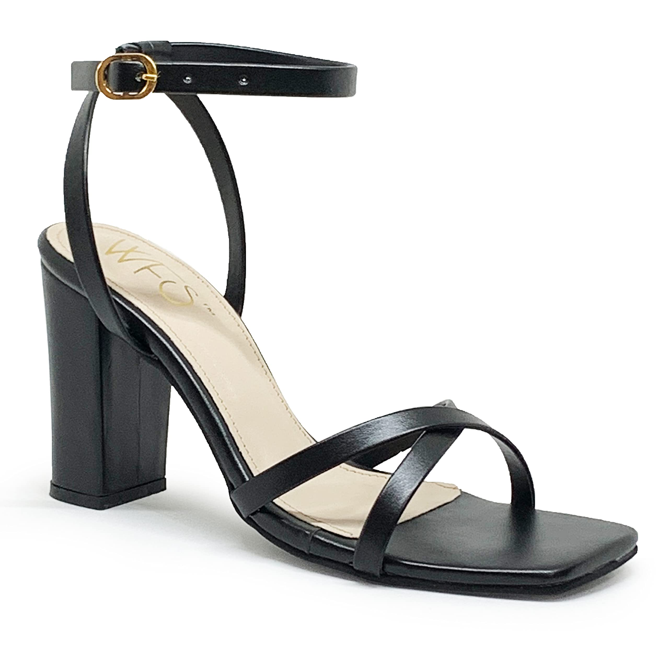 WFS Women Cross Strap 3.5 Inch Block Heel Sandal,Black,36 (B0BXXVYYK7) Amazon Price History, Amazon Price Tracker