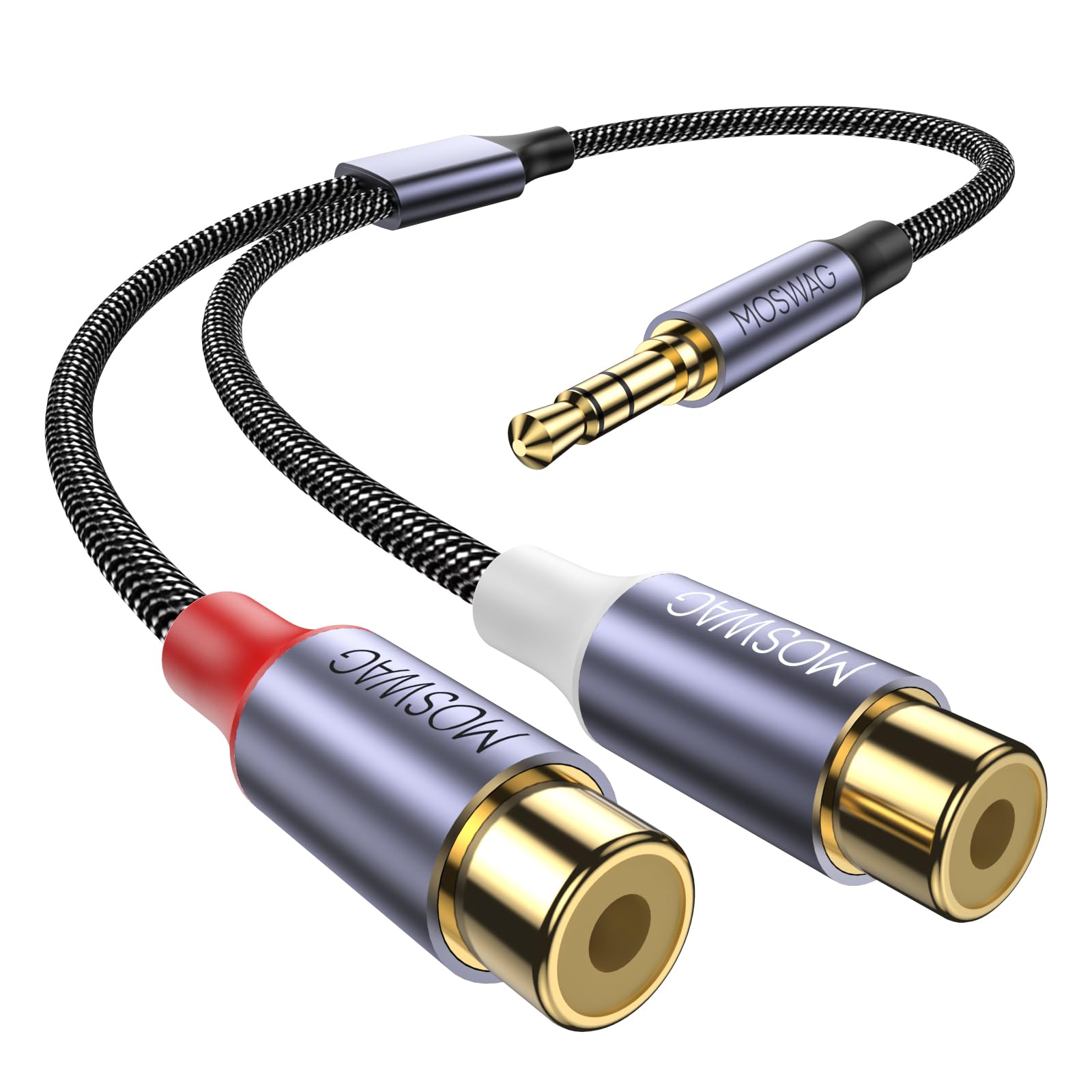 Amazon | MOSWAGRCA 3.5mm 変換 3.5mm(オス)-2RCA(メス) ステレオミニ