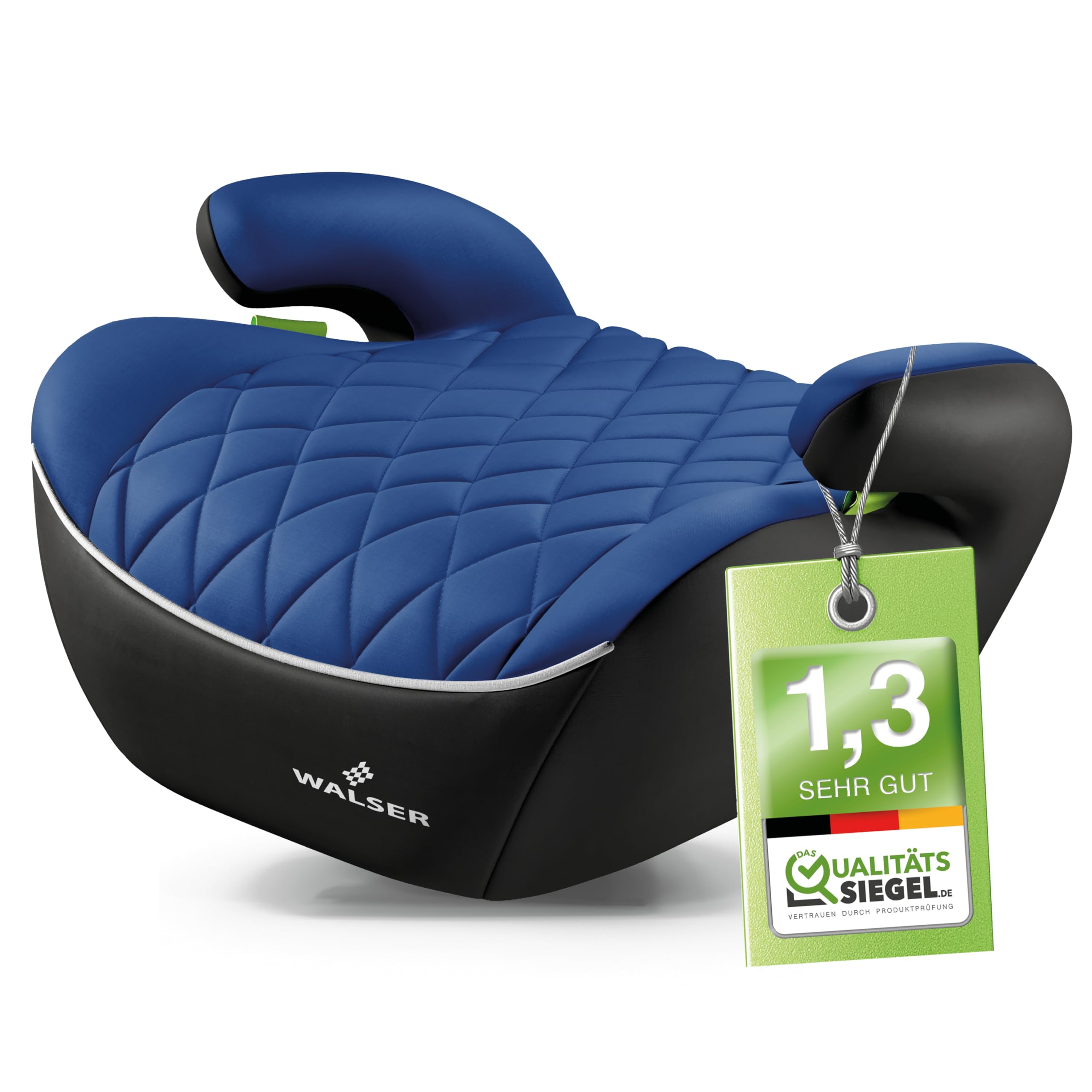 WALSER Premium Kinder Sitzerhöhung Auto, Qualitätssieger Sehr Gut* Kindersitz Auto 125-150 cm, Kindersitzerhöhung Auto Andy neueste Norm 2024 ECE R 129, Sitzerhöhung Auto Kinder schmal schwarz/blau