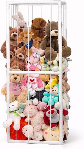 Miniatura 1 de Almacenamiento de animales de peluche, organizador de almacenamiento de zoológico de juguetes para niños con banda elástica, tubo de PVC grueso,