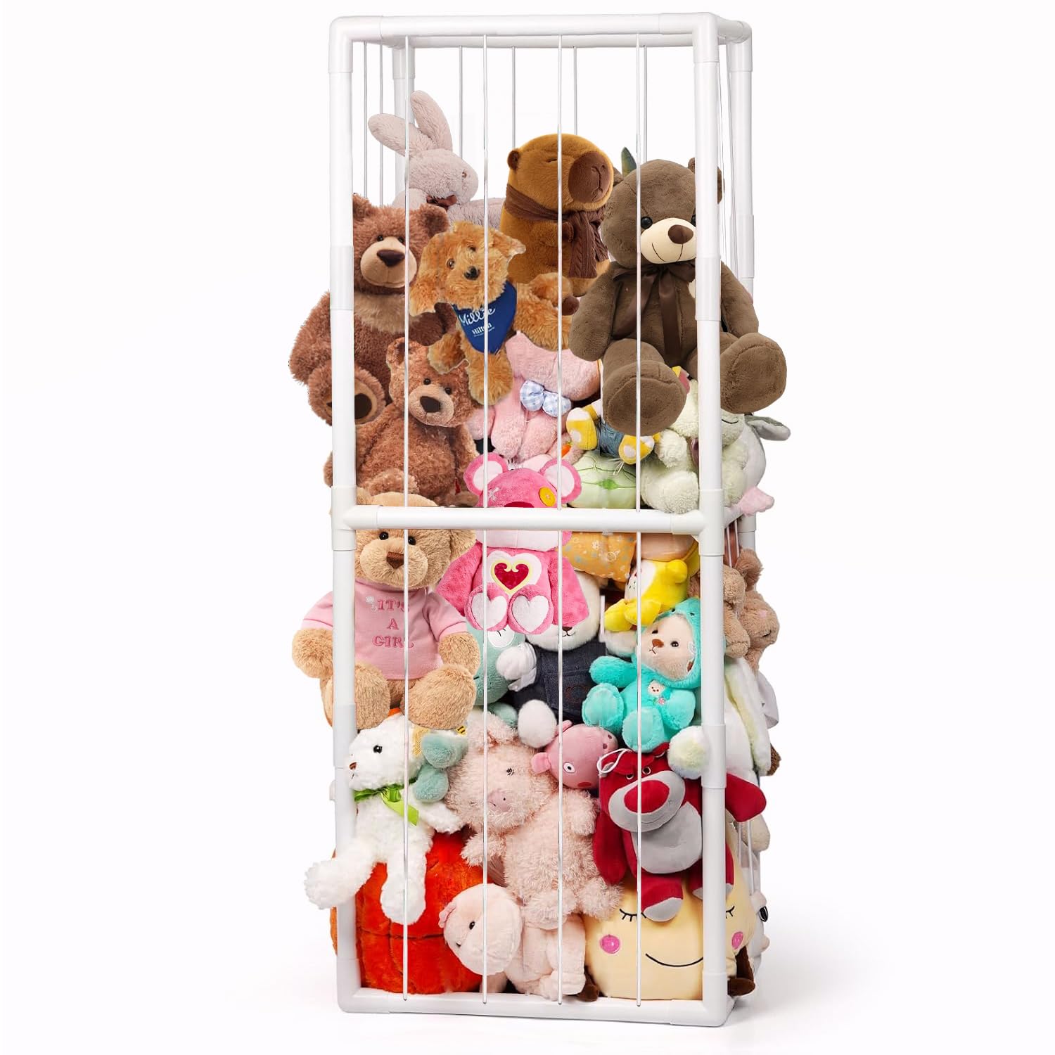 BomSaluka Stuffed Animal Storage, Kids Toy Zoo Storage Organizer with Elastic Band, Thicken PVC Tube Large Stuffed Animals Holder for Nursery Playroom Bedroom Room Furniture Plush Storage