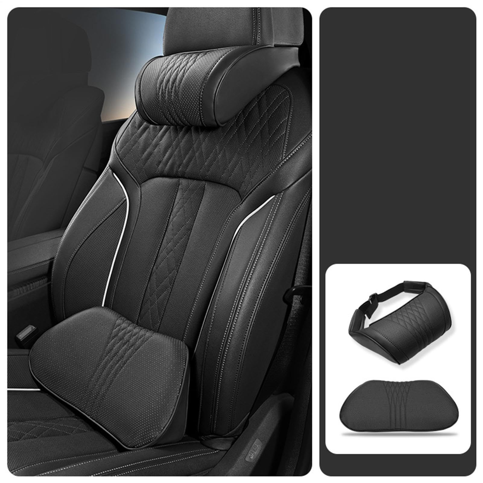 Cuscino Cervicale Per Sedile Auto Supporto Ergonomico Universale in Pelle
