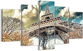 Quadro su tela - 5 Parties - Eiffel ingegneria europa francia - 150x100cm - Pronto da appendere - Home Decor - Stampe su Tela - Quadri Moderni - completamente incorniciato - EA150x100-2489