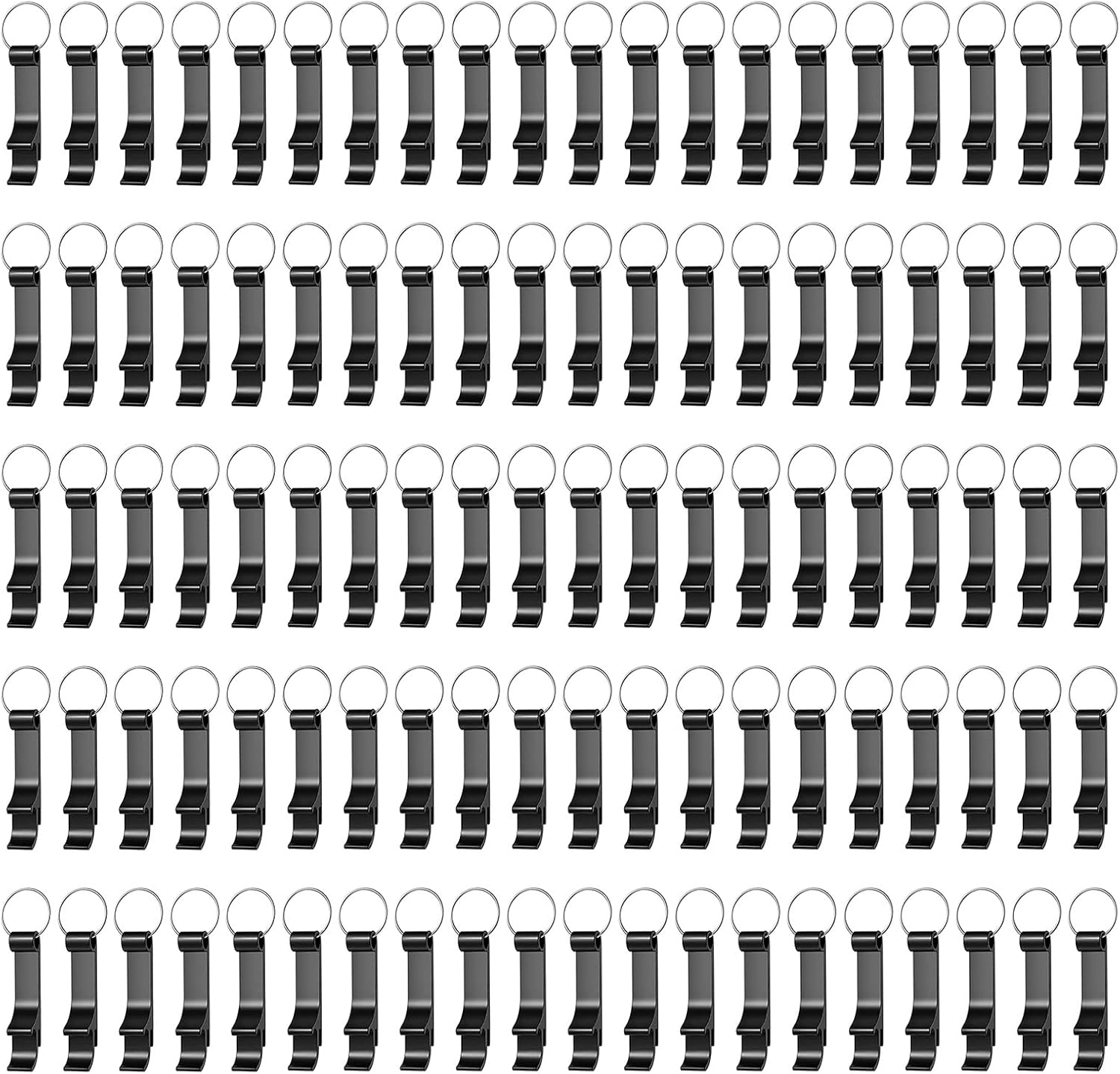 Yugada 100 Pack Bottle Opener Keychain Bulk, Black Beer