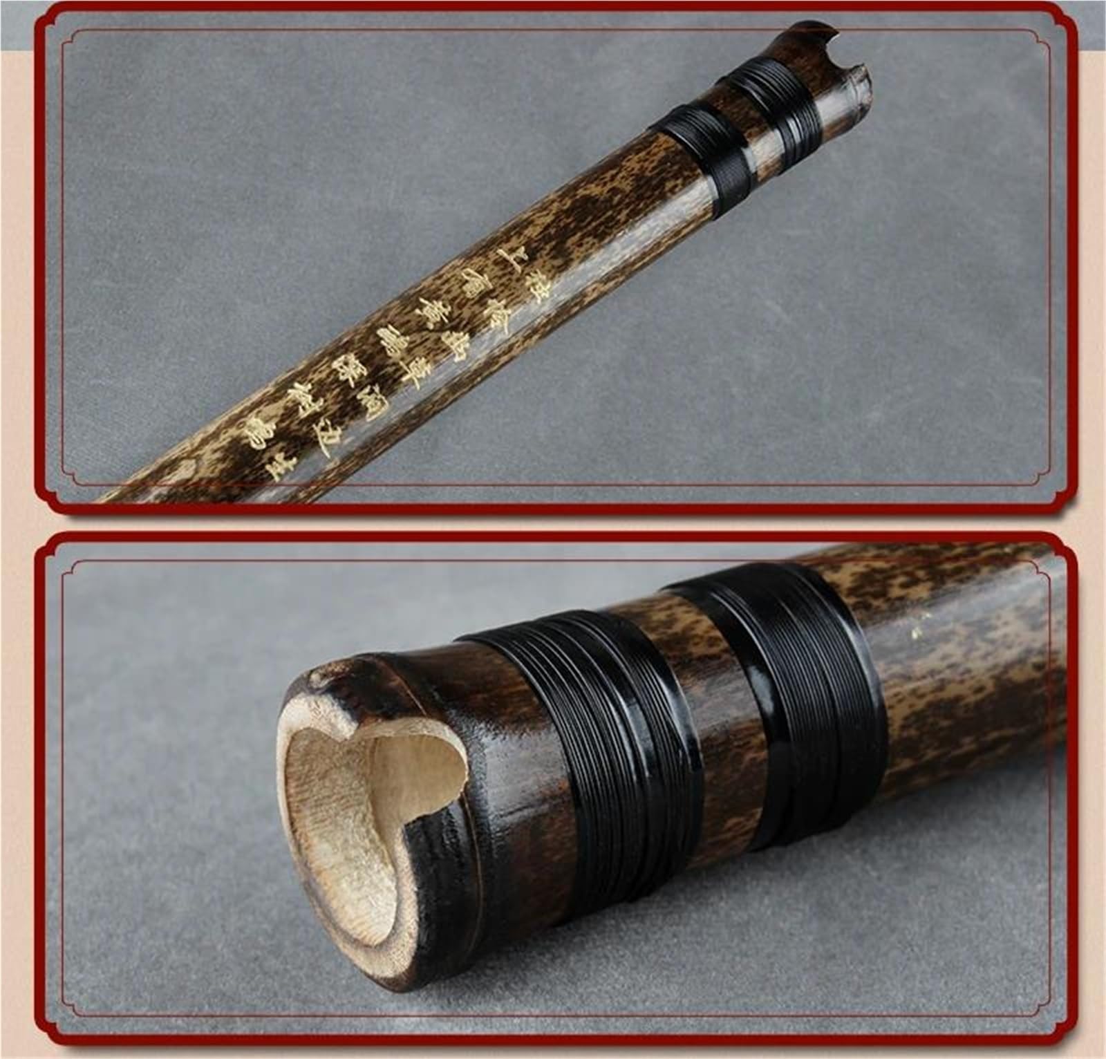 Flûte Bambou Shakuhachi en bambou noir naturel fait main accordage en ré 54 cm convient aux débutants
