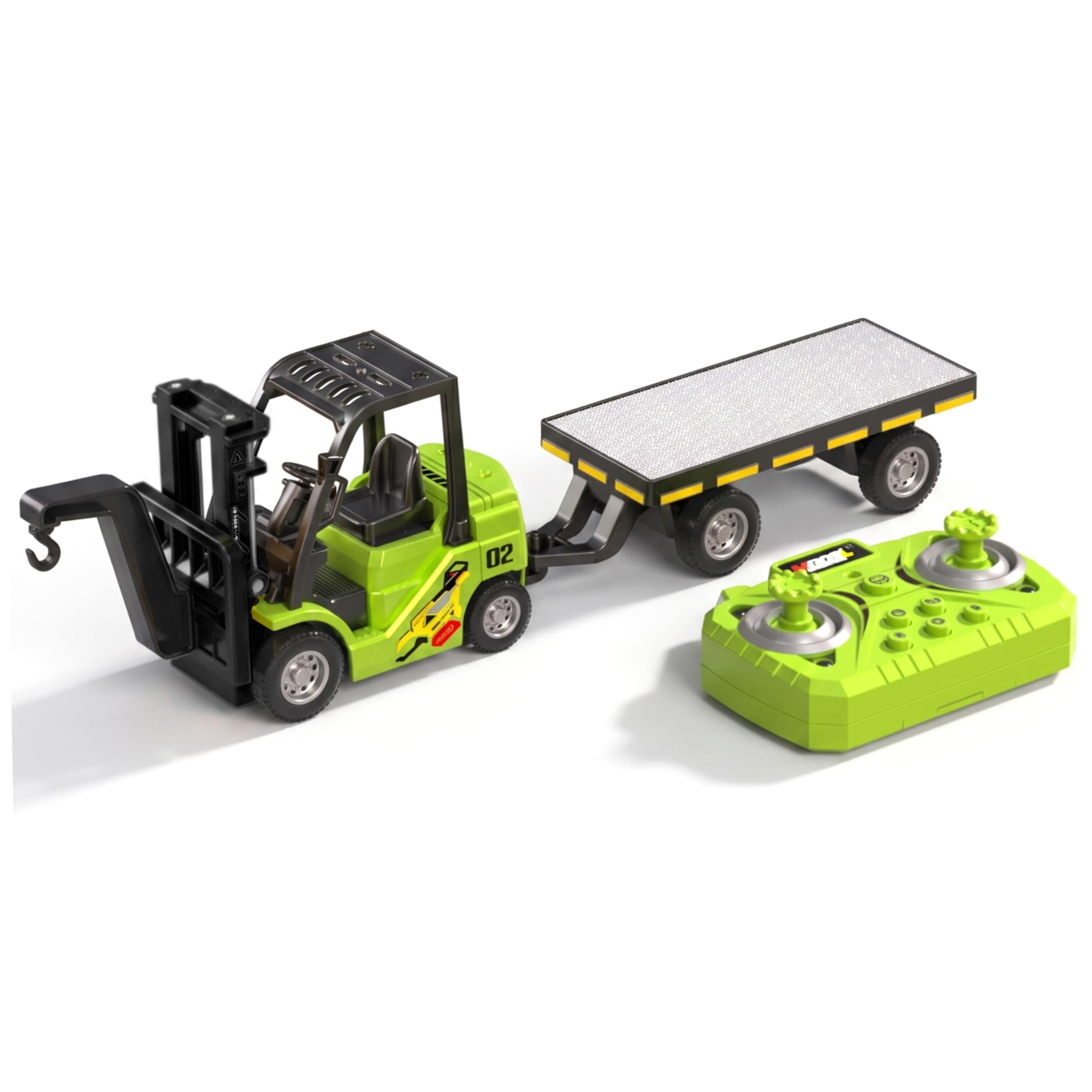 Monwssoe Remote Control Forklift, 1/64 Rc Forklift Toy Dual-Control Mini Truck with Alloy Structure & Multi-functions Rechargeable Fun for Kids Boys, Green