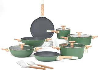 Kreme Ceracook Ceramic Coated, Granite 13 Pc Cookware Set 2X Spatulas, ISI Certified Cookware Set, Forged, Gas & Induction... Price In India