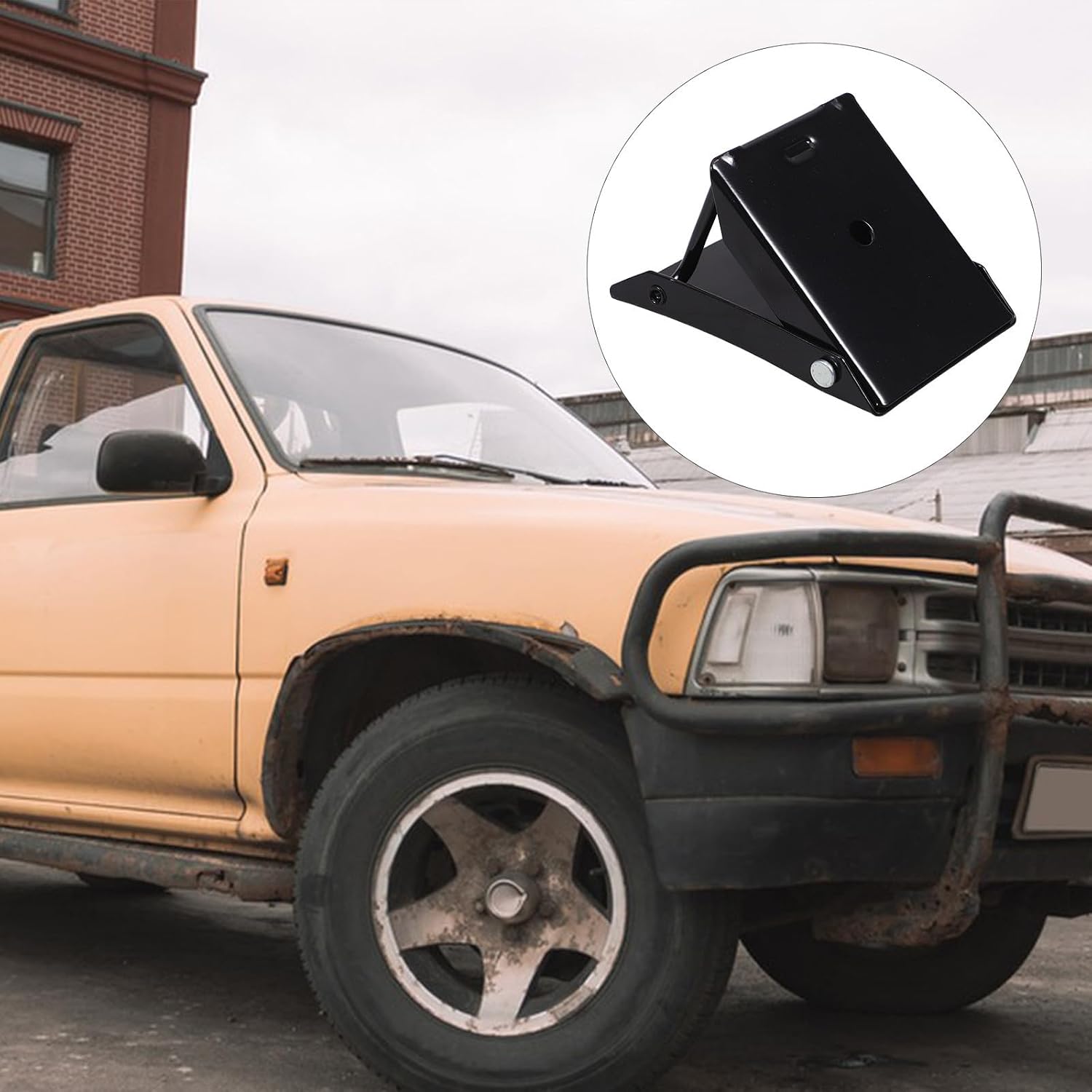 FRCOLOR Black Tire Chock Triangular Steel Wheel Support for Trucks