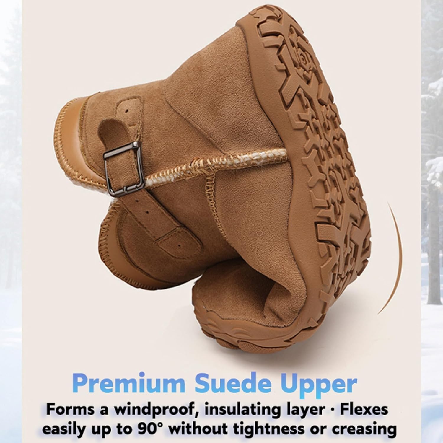 Tongzone Barefoot Snow Boots for Womens Wide Toe Non Slip Fur Lined Winter High-Top Outdoor