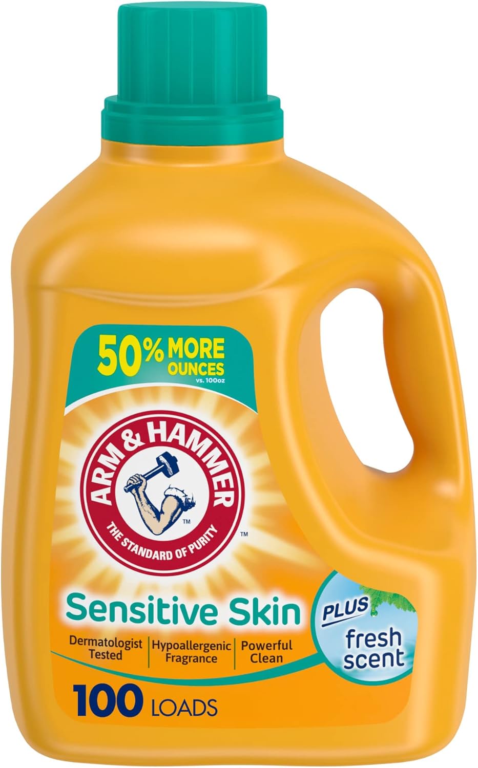 Arm & Hammer Sensitive Skin Plus Fresh Scent, 100 Loads Liquid Laundry Detergent, 150 Fl oz