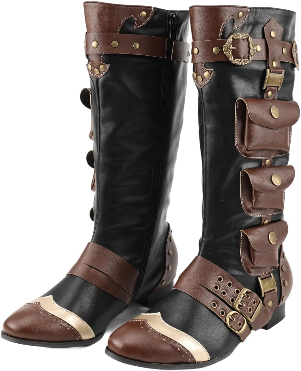 Medieval Pirate Boots Men Women Renaissance High Boots Steampunk Costume Leather Cosplay Footwear for Halloween