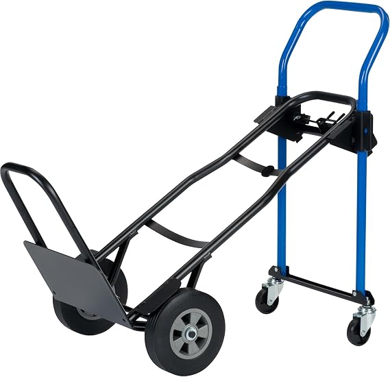Harper Trucks 3 in 1 Quick Change Steel Convertible Hand Truck with Nose Extension, 500 lbs. Capacity (JDCJ8523EN)