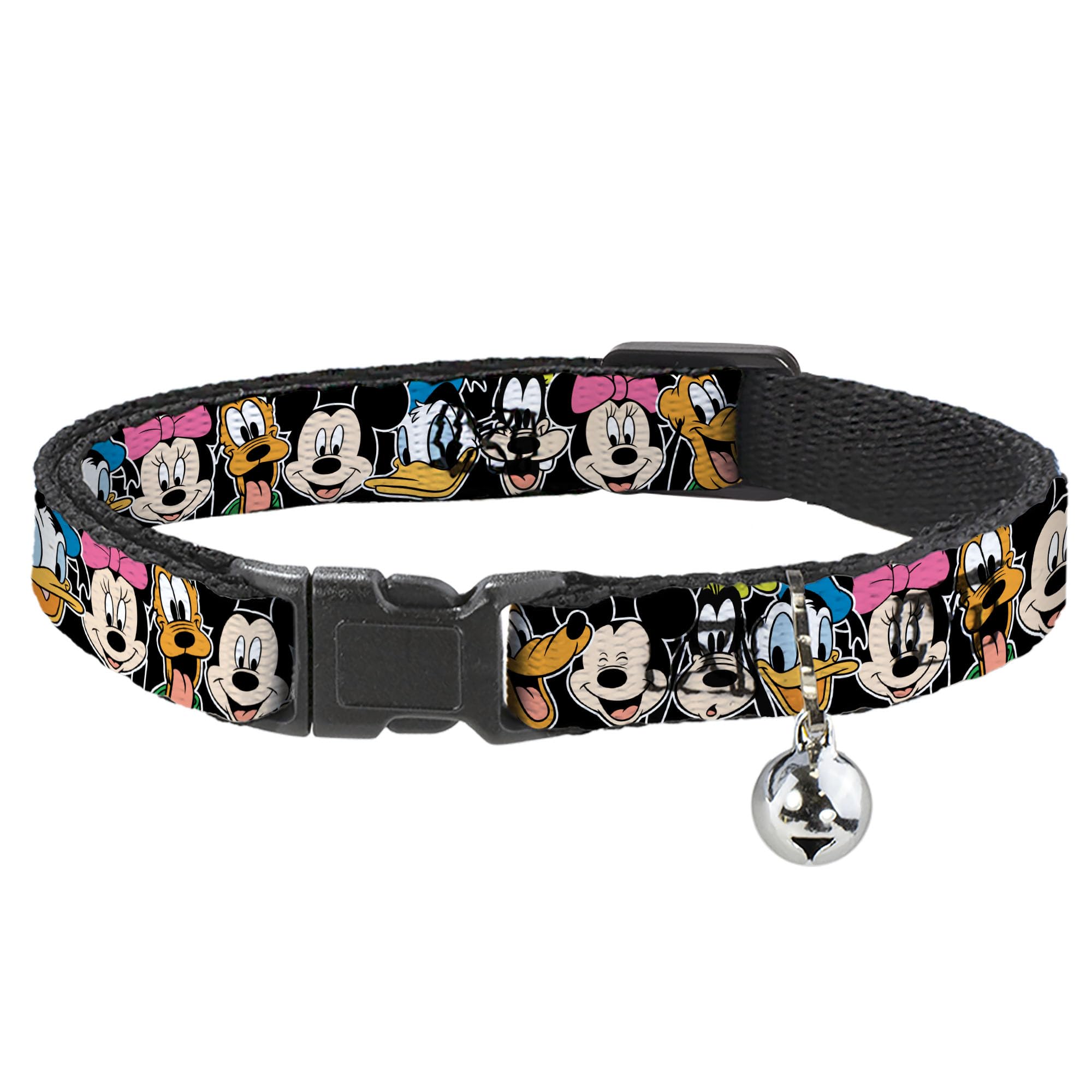 Collar para gato antiahogo con estampado de Disney negro y cierre de seguridad breakaway