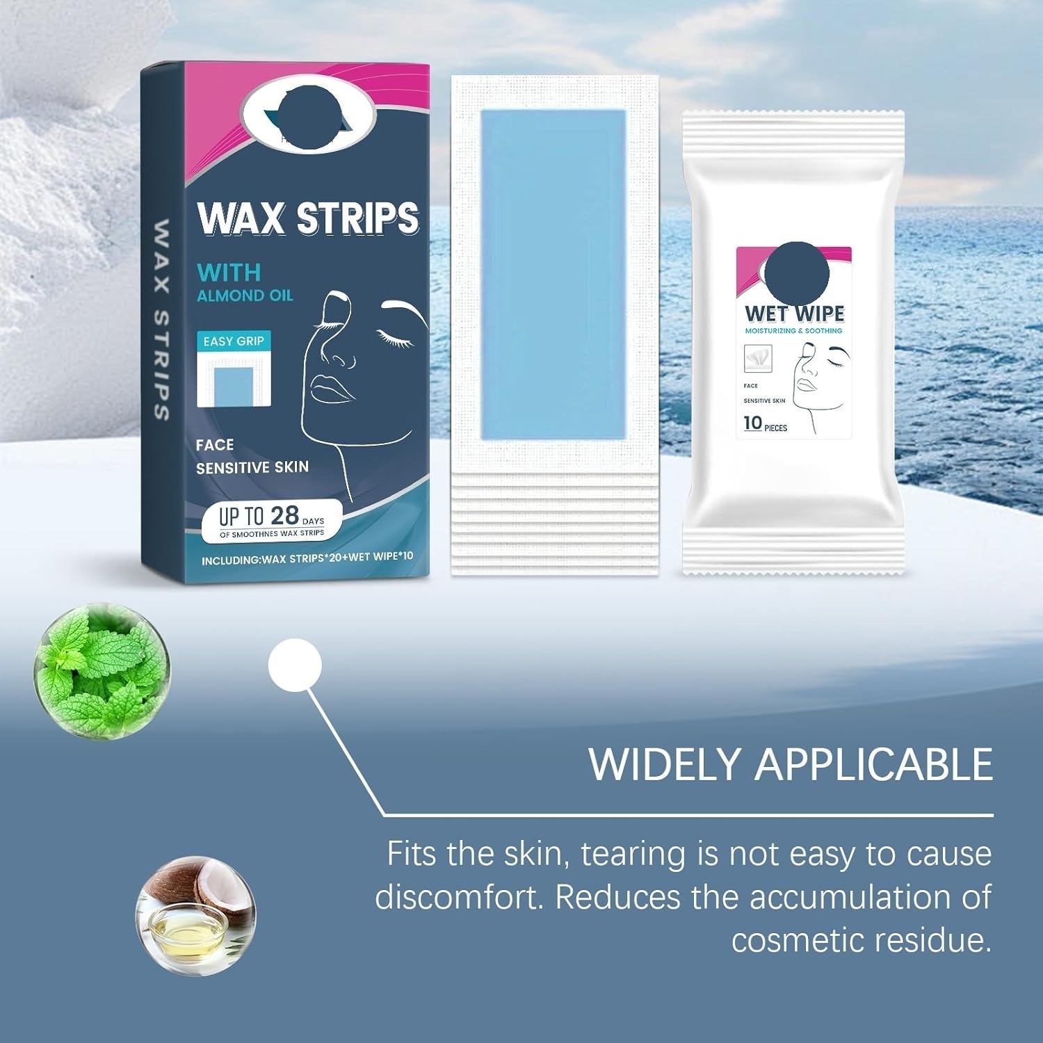 Facial Wax Strips - Gentle, Clean & Painless Hair Removal, Smooth Skin, Peel - Off Design, Portable For Daily Use(3PCS)