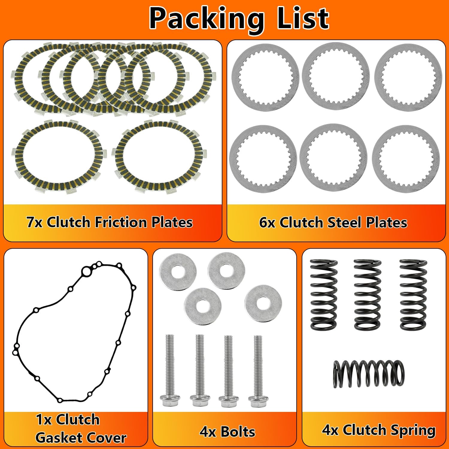 Extra Clutch Plate Friction Steel Clutch Kit and Gasket Fit for 2020-2024 Yamaha MT-03 2015-2024 Yamaha YZF-R3